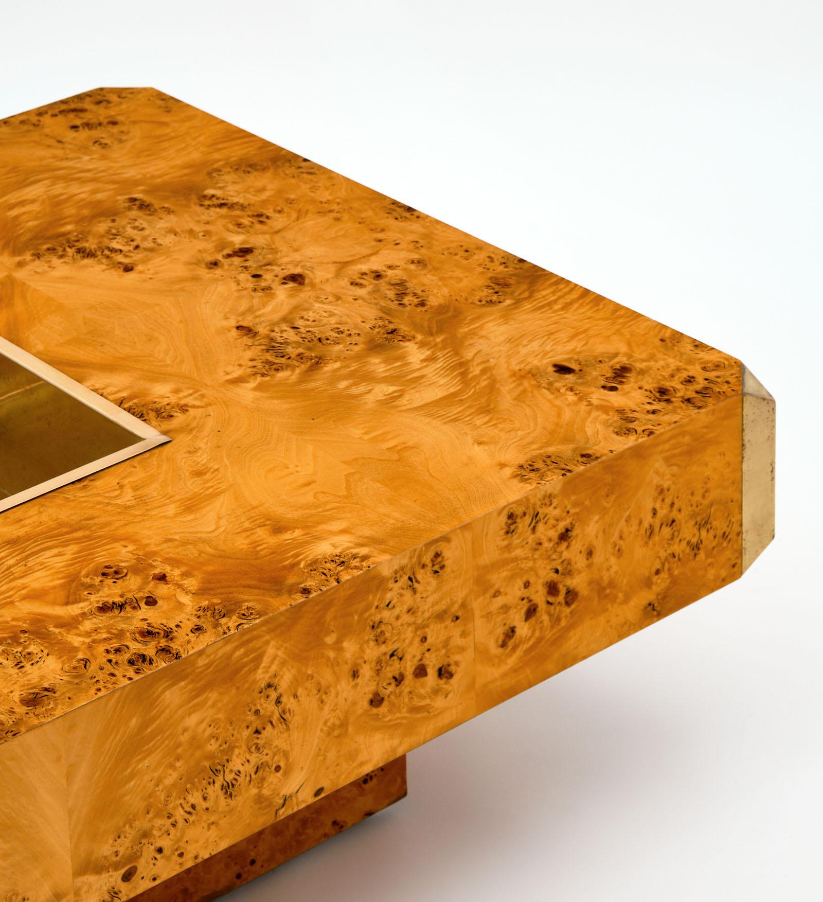 Mid-Century Modern Burled Willy Rizzo Coffee Table