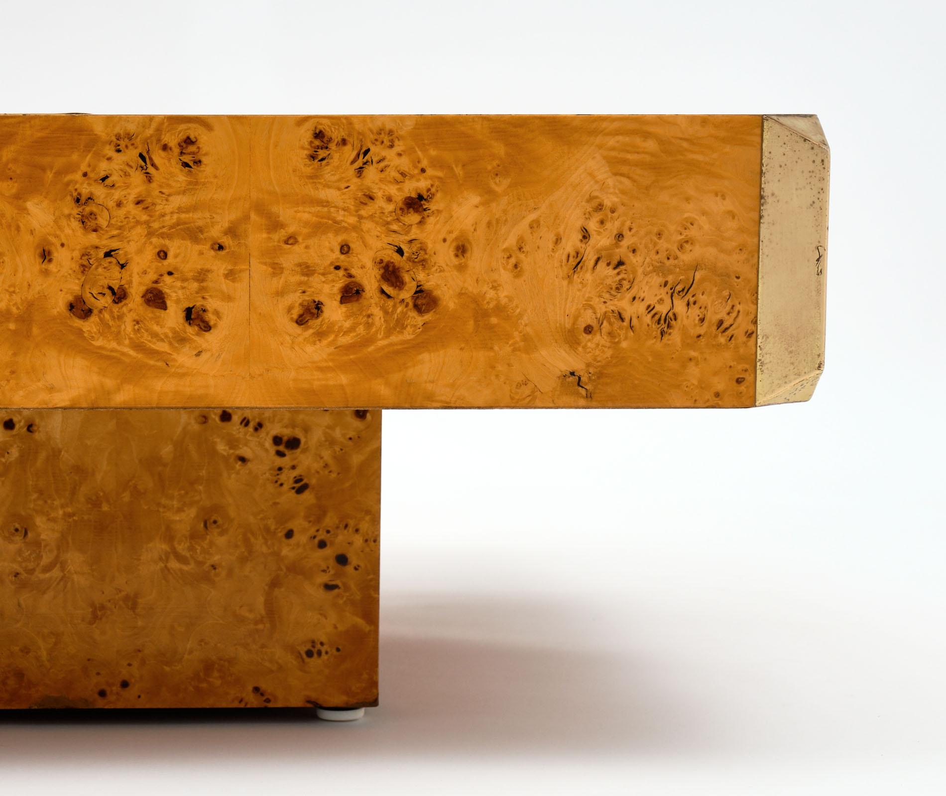 Brass Burled Willy Rizzo Coffee Table