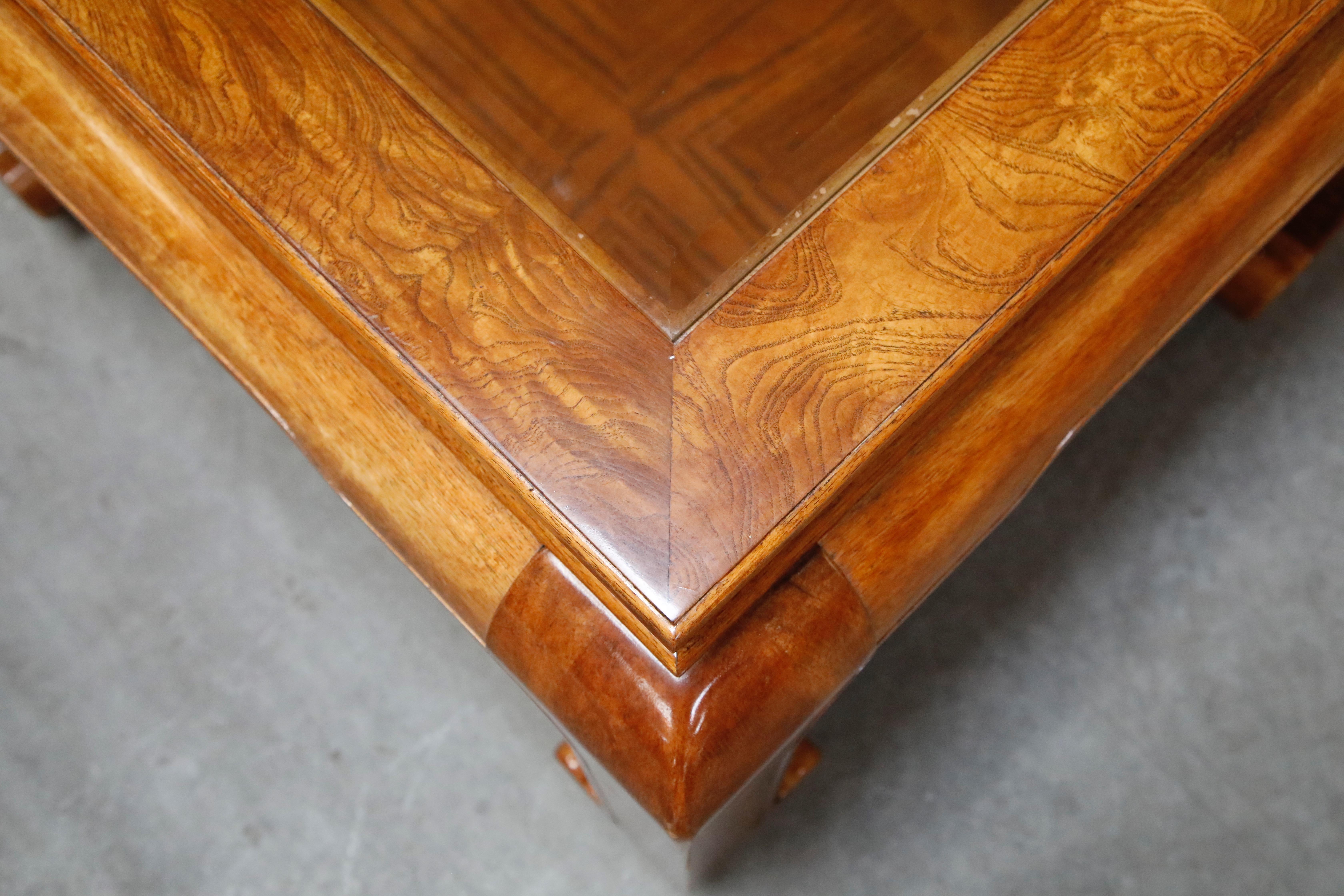 Burled Wood Chinoiserie Ming Styled Coffee Table and End Tables Set by Century 5