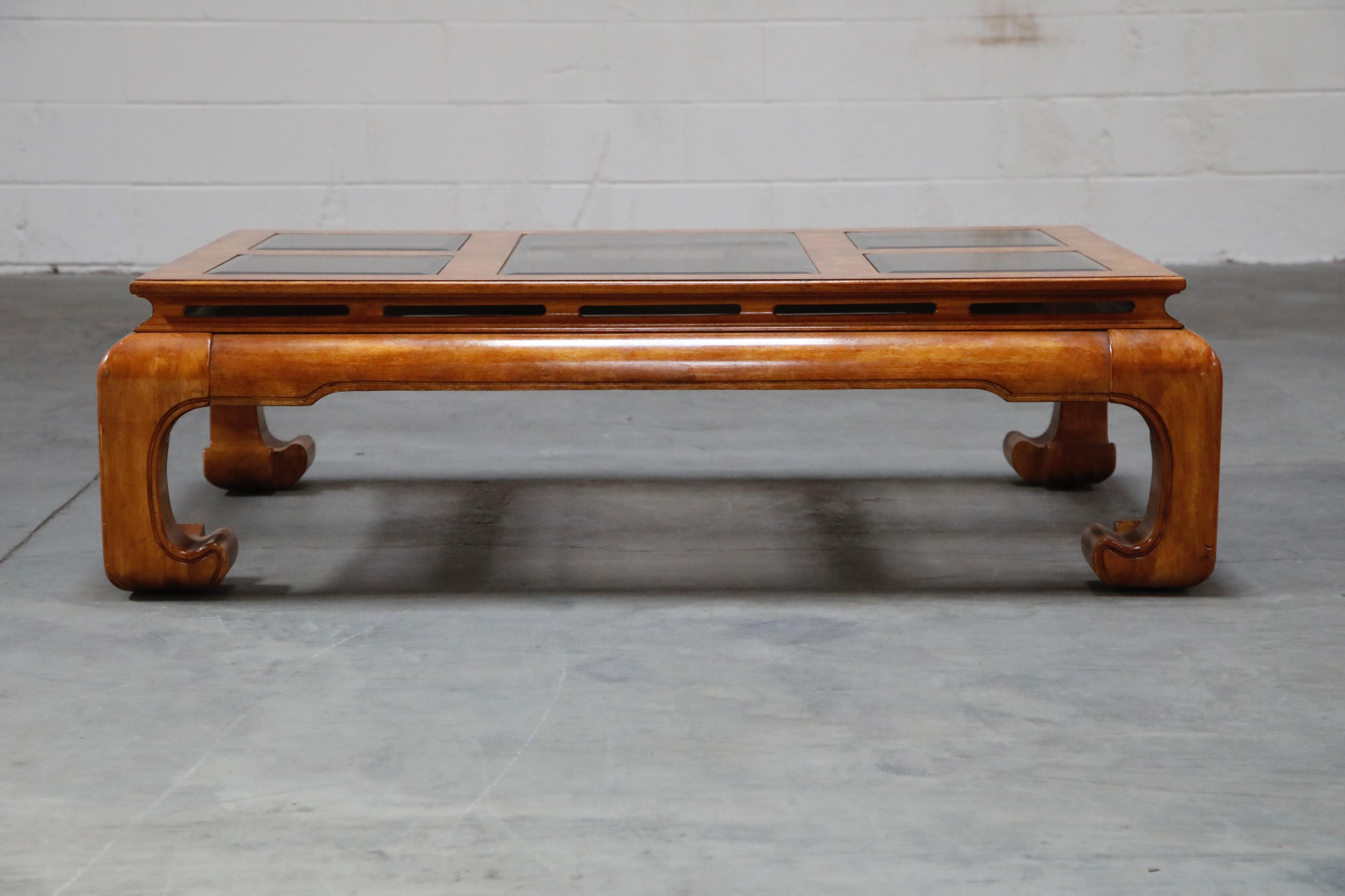 Late 20th Century Burled Wood Chinoiserie Ming Styled Coffee Table and End Tables Set by Century