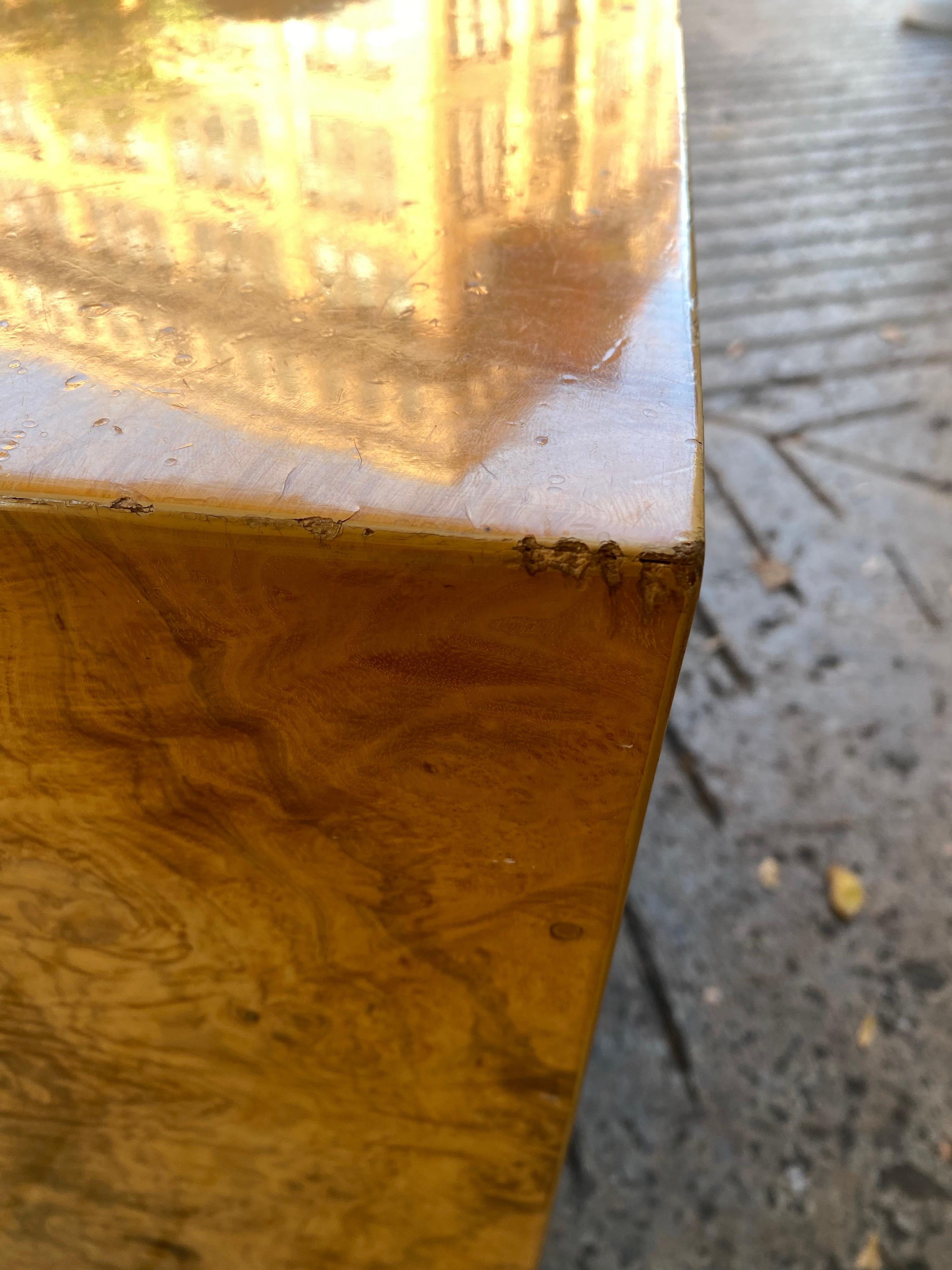 Late 20th Century Burled Wood Cube Table