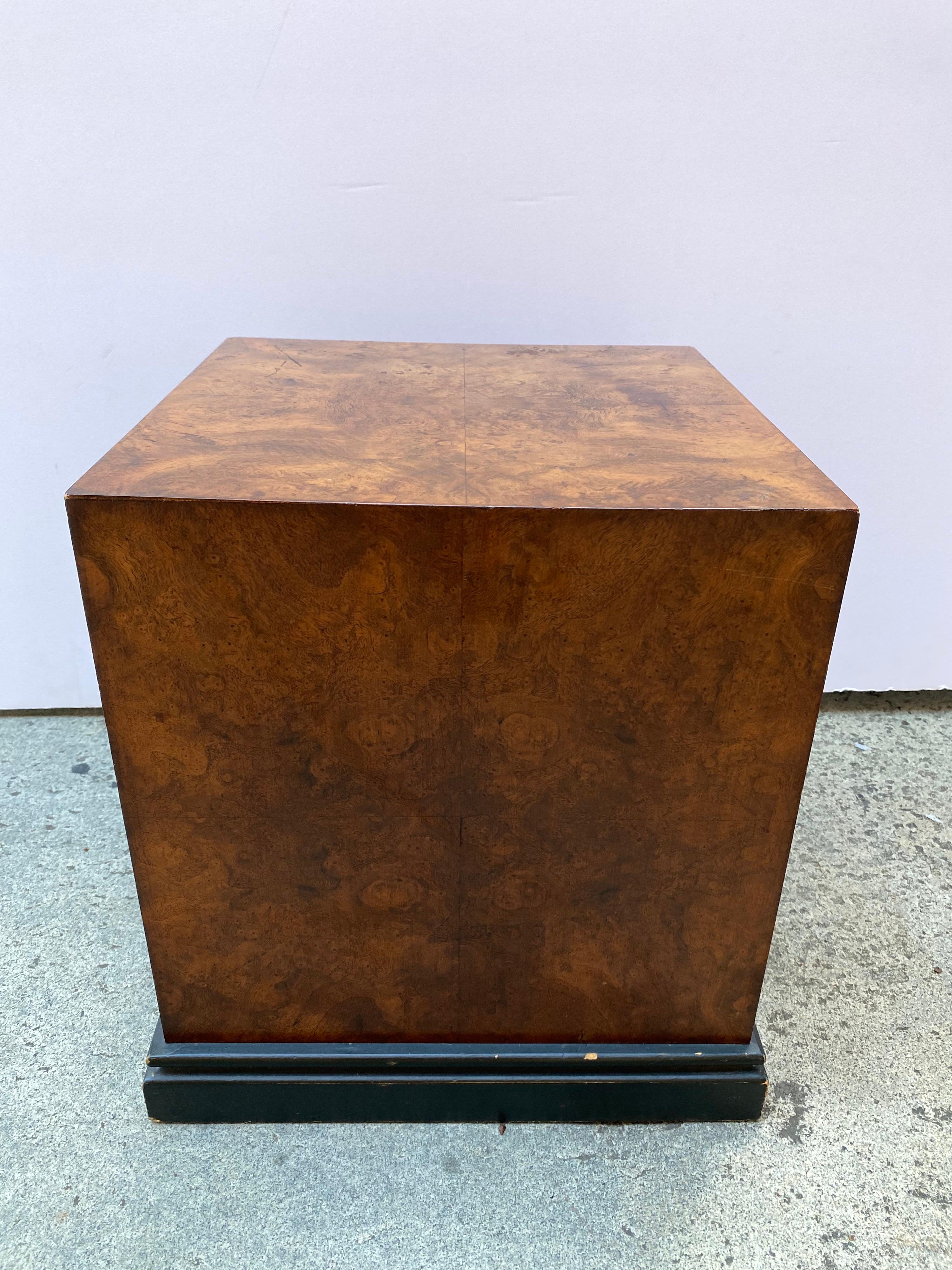 Burled Wood Cube Table For Sale 1