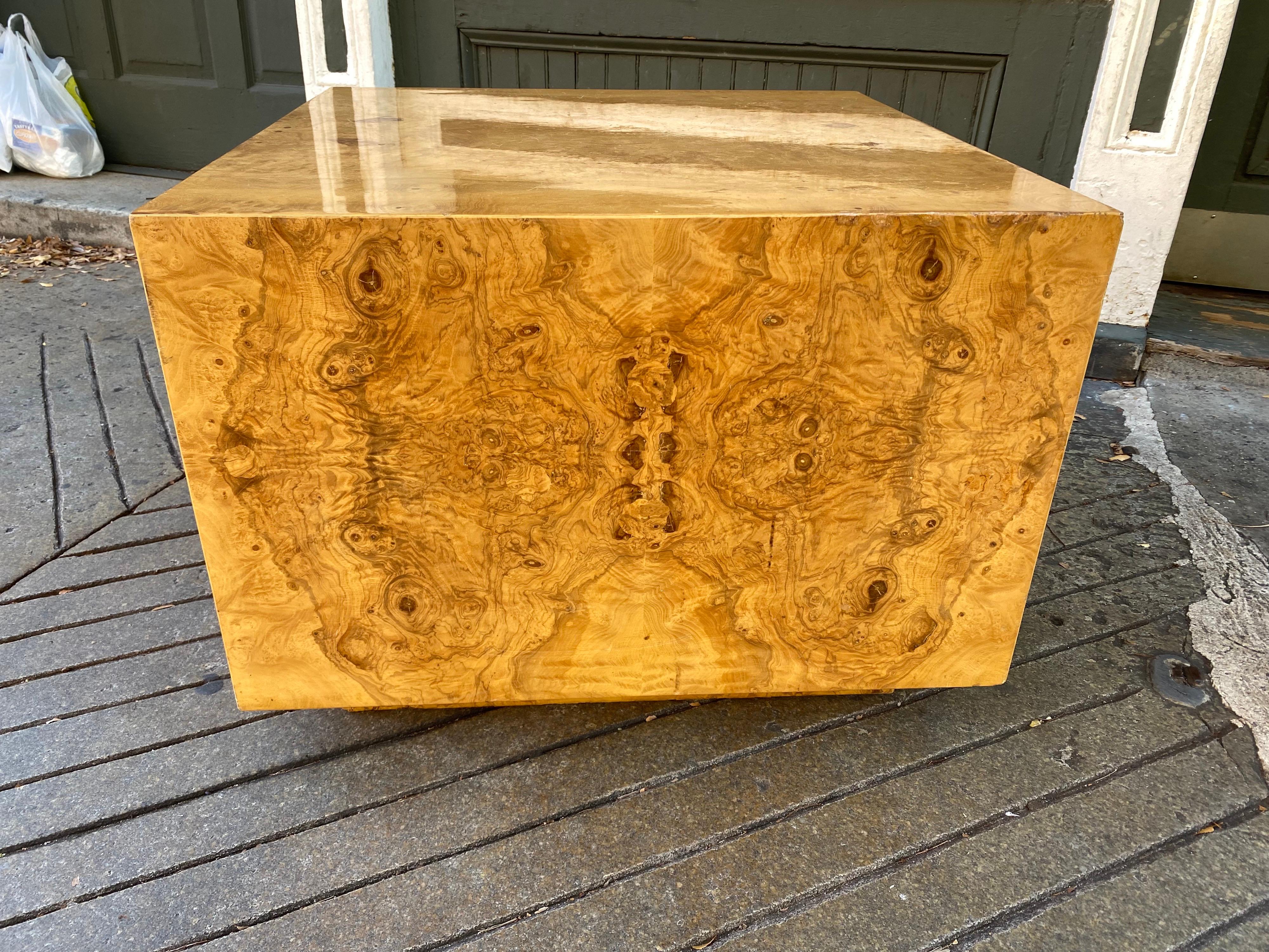 Burled Wood Cube Table 1