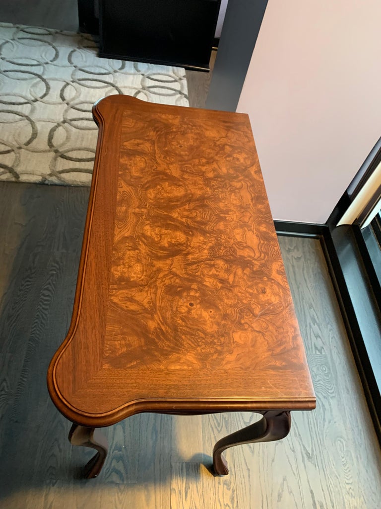 Transitional Burled Wood FlipTop Convertible Console or Dining Table
