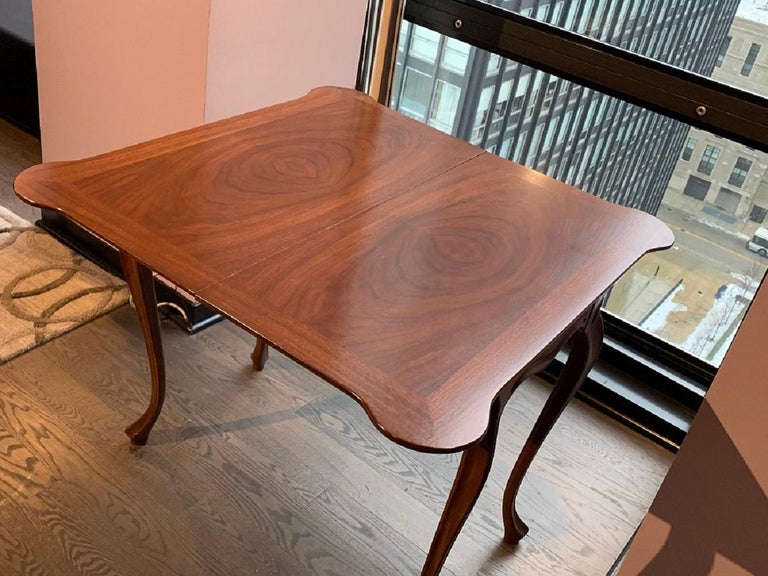 Transitional Burled Wood FlipTop Convertible Console or Dining Table