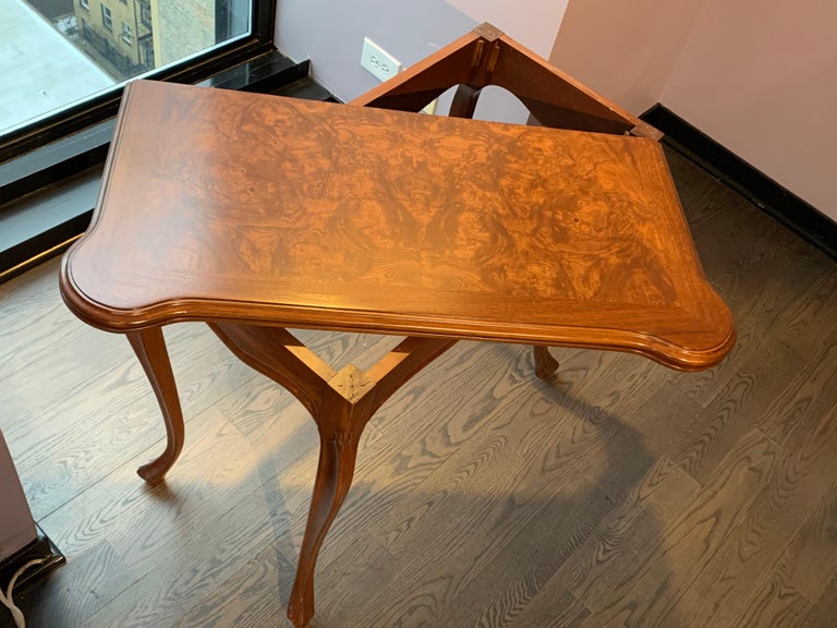 Transitional Burled Wood FlipTop Convertible Console or Dining Table