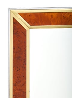 Burled Wood Modernist French Mirror