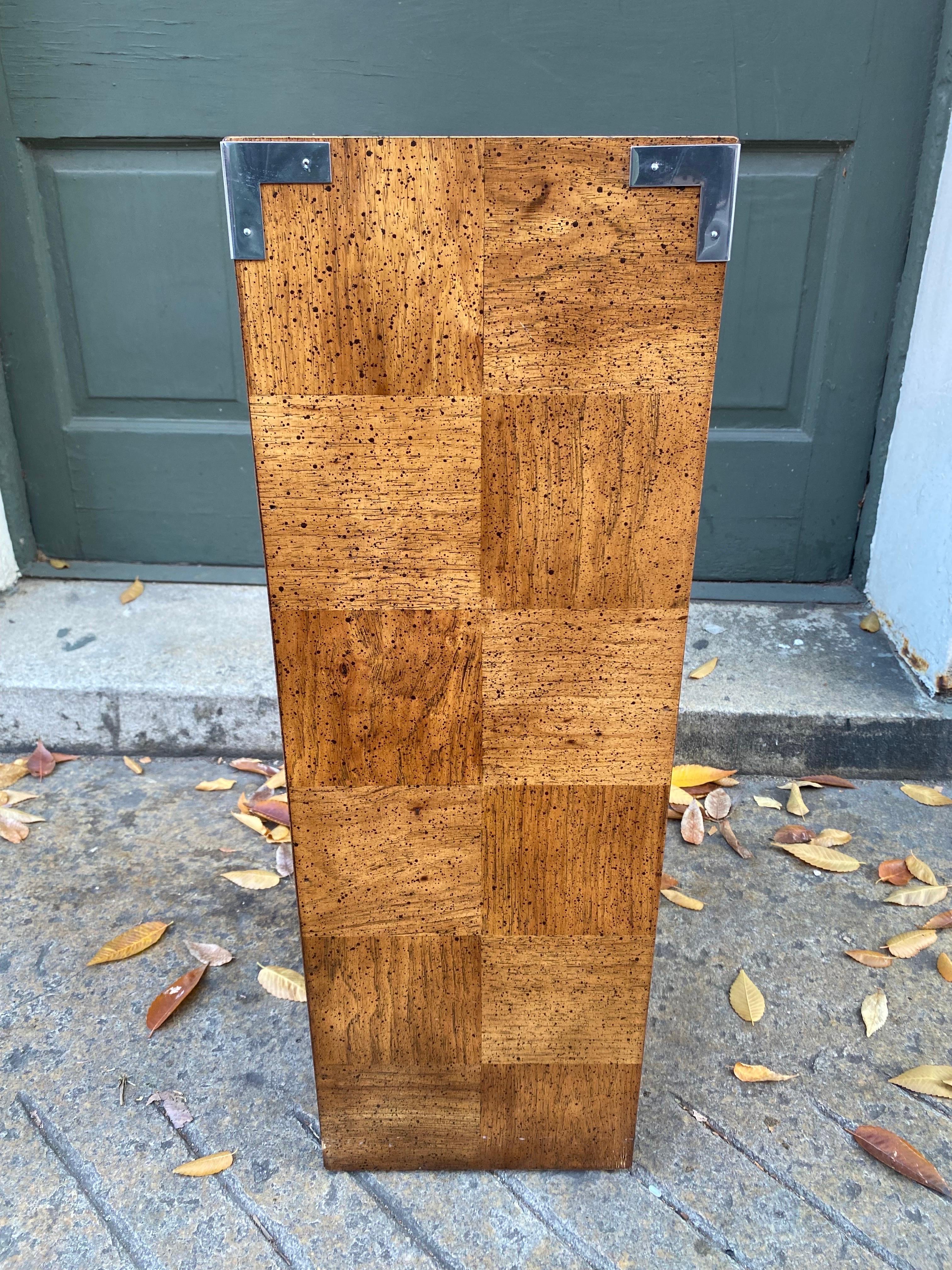 American Burled Wood Pedestal in the Style of Milo Baughman For Sale