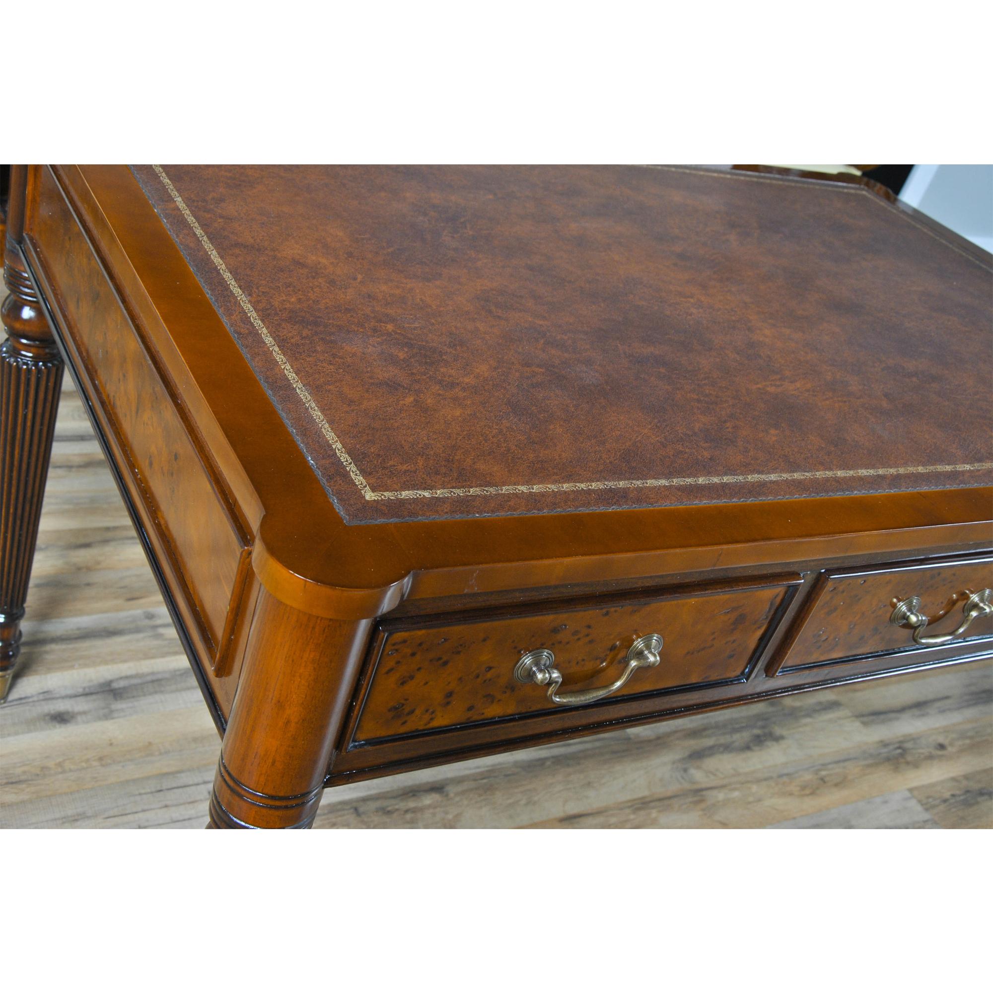 Hand-Carved Burled Writing Table For Sale