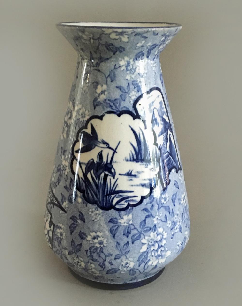Edwardian Burleigh Ware Blue and White Vase For Sale