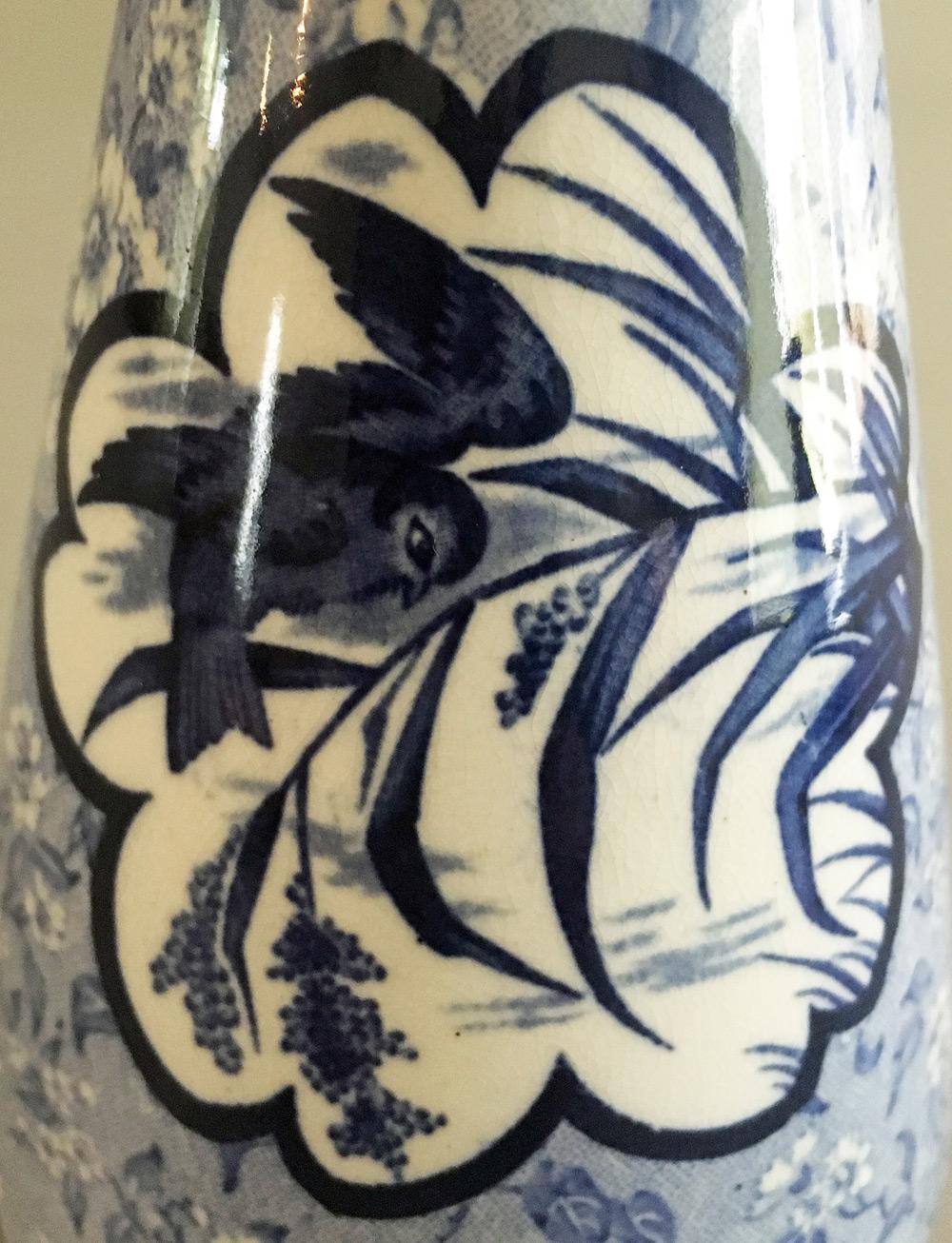 English Burleigh Ware Blue and White Vase For Sale