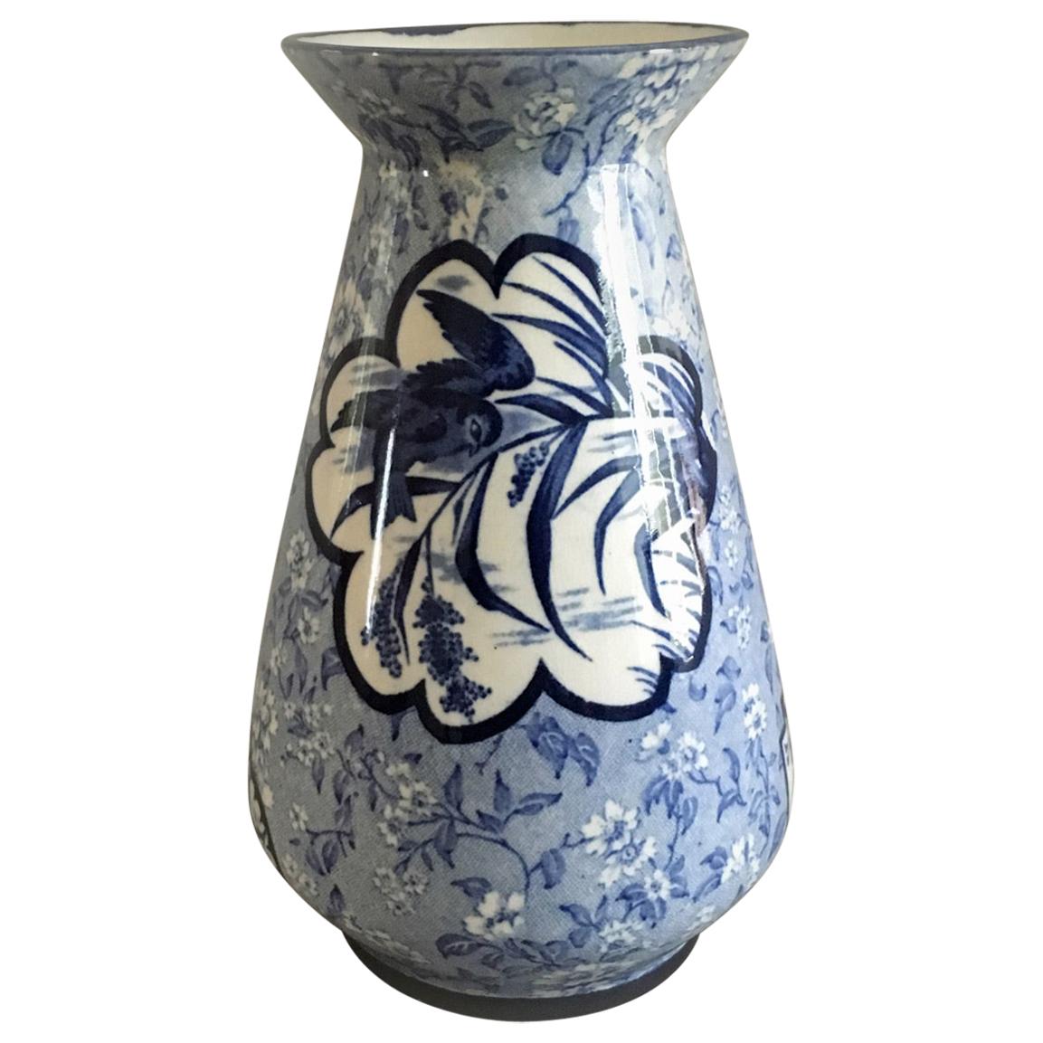 Burleigh Ware Blue and White Vase For Sale