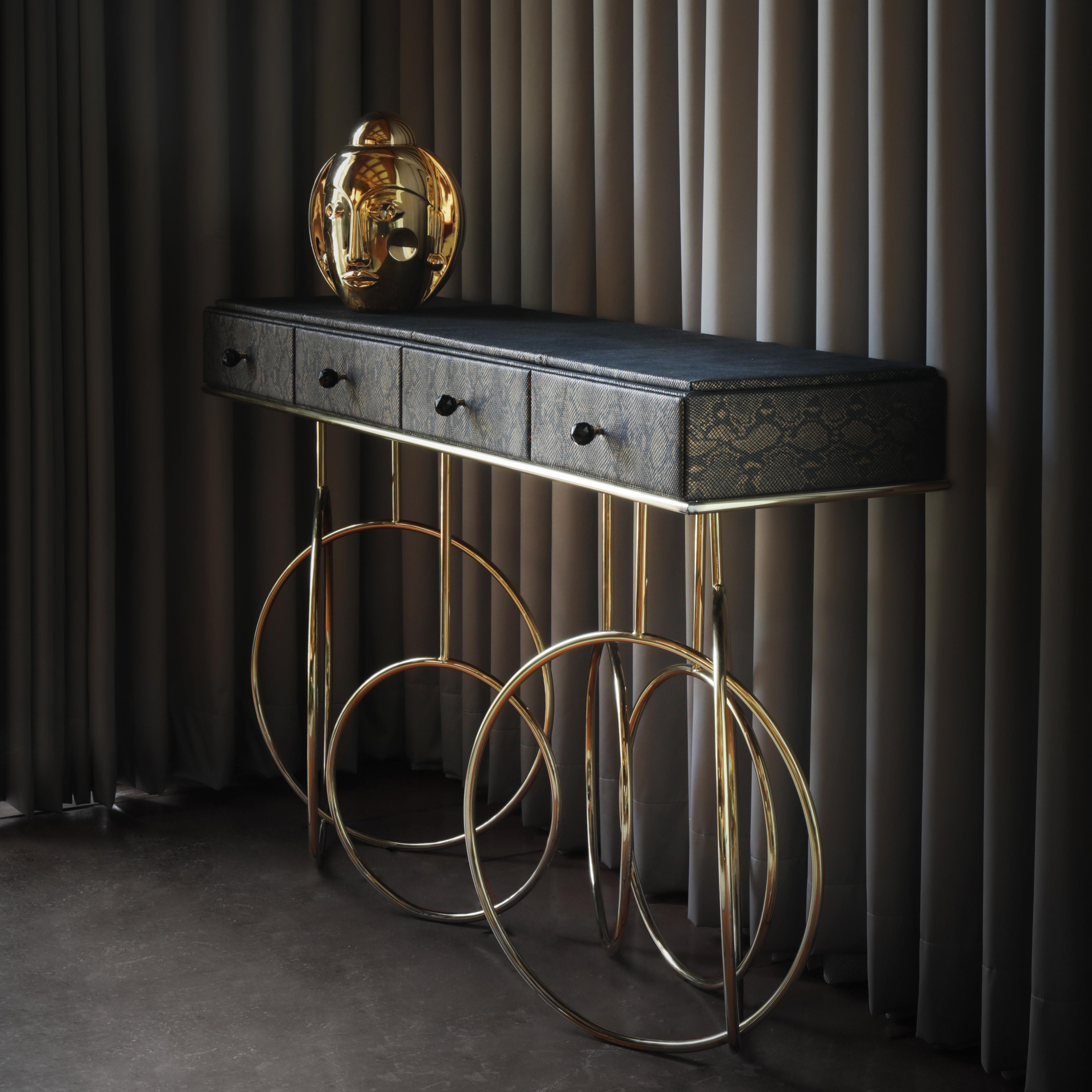 Brass Burlesque Console Table For Sale