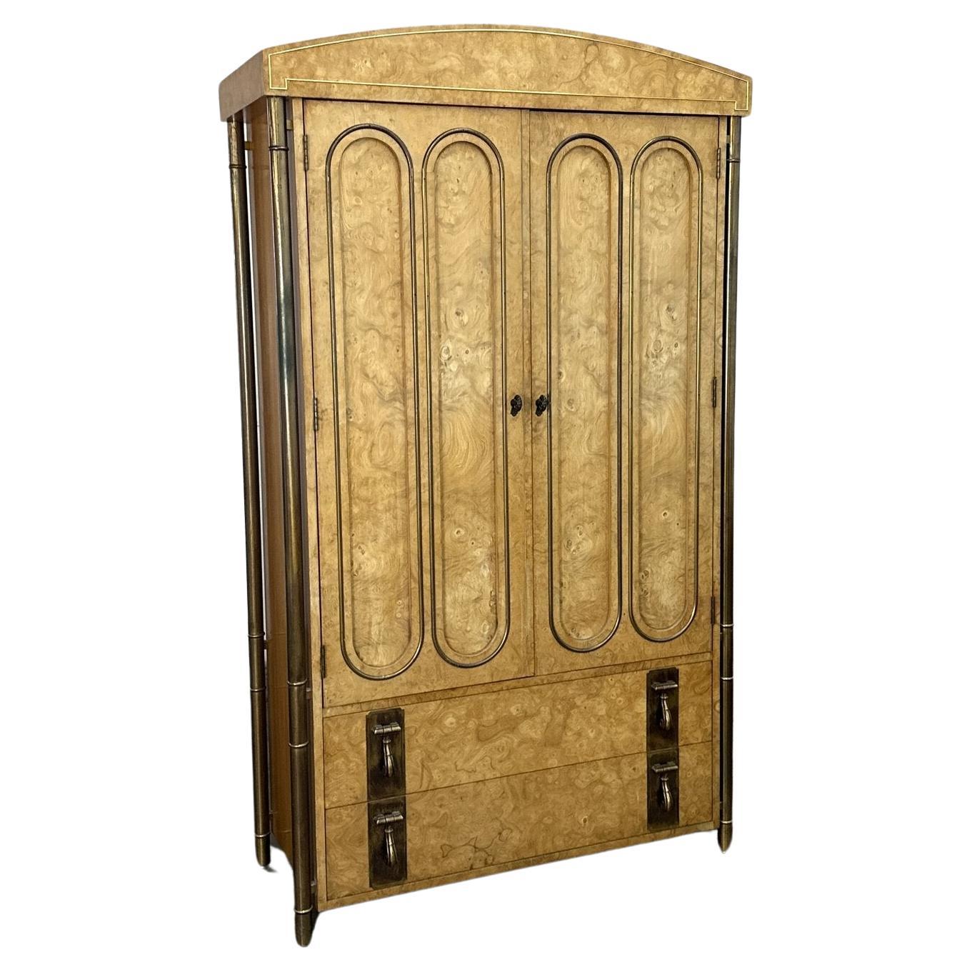 Burlwood and Brass Armoire