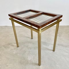 Burl Wood and Brass Backgammon Table, 1980s Italy