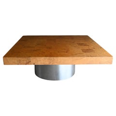 Mesa baja de madera de arce y cromo de Pace, ca. 1970