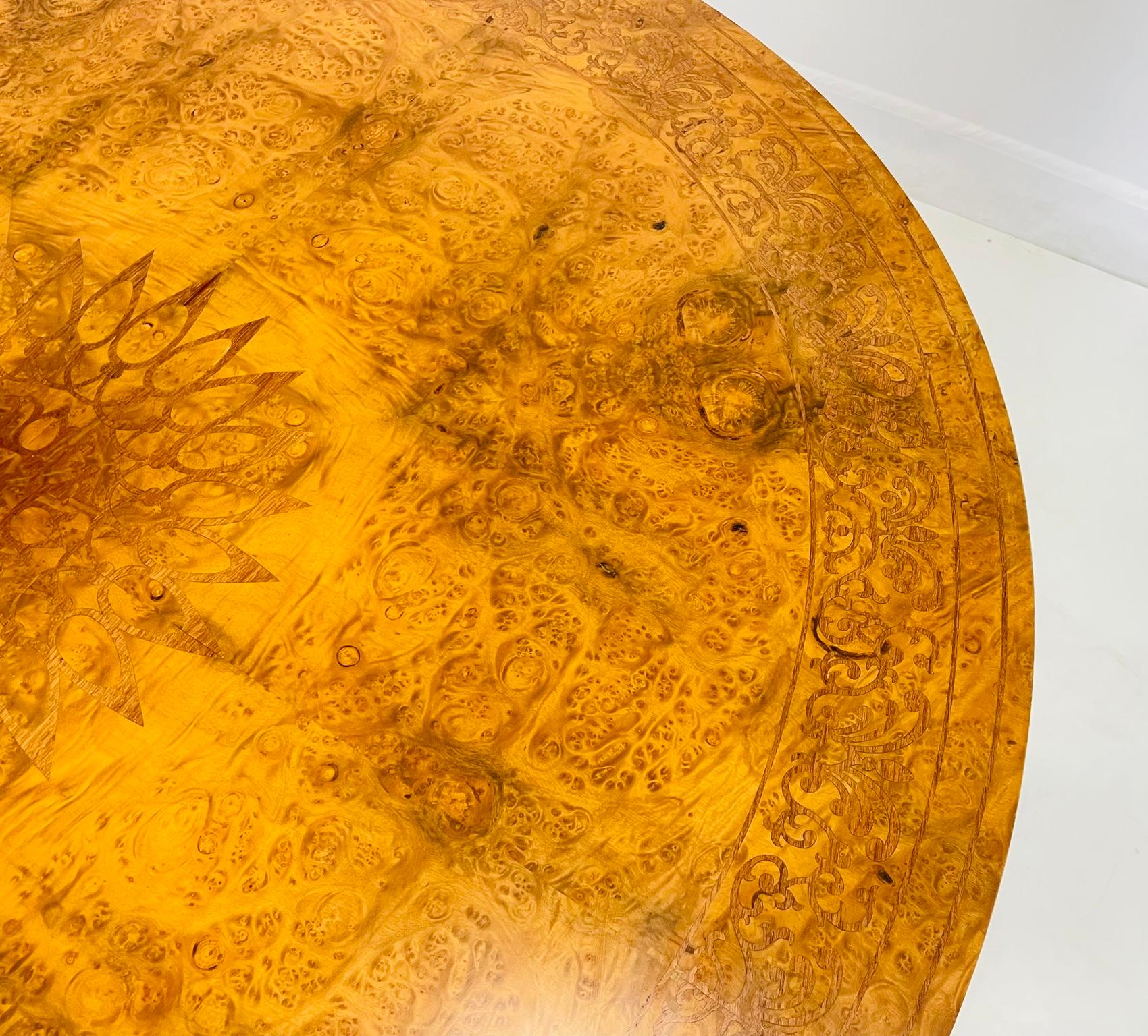 Burlwood & Bronze Center/Tilt Table Signed, CHXI-FW-1992 For Sale 3