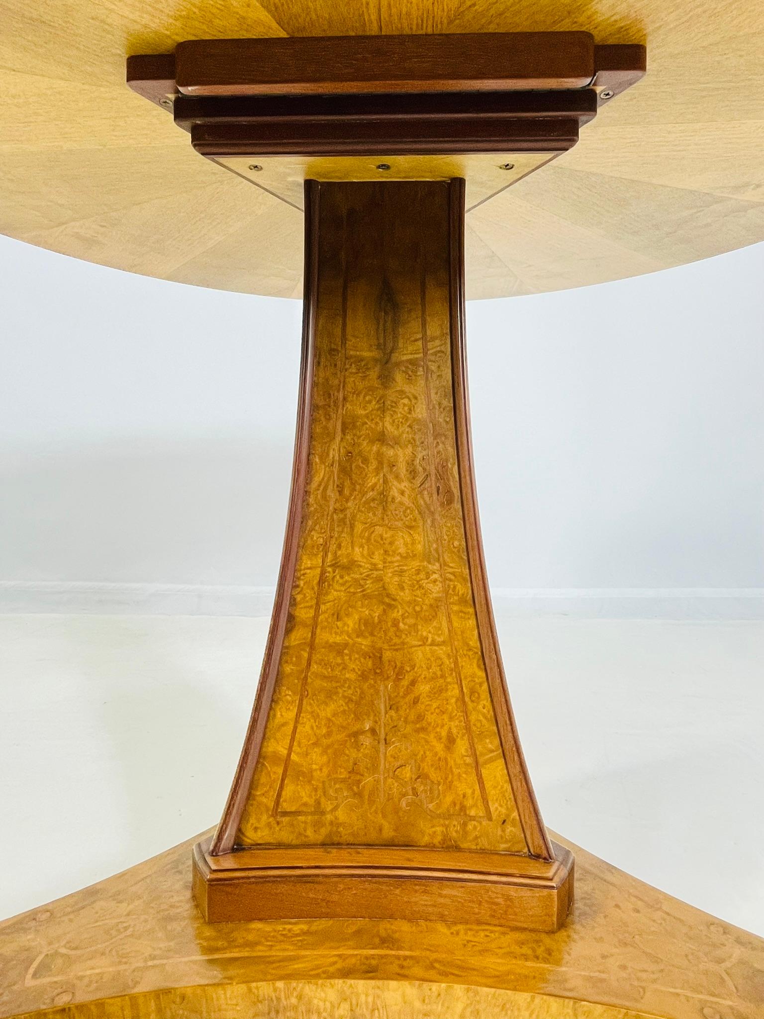 Burlwood & Bronze Center/Tilt Table Signed, CHXI-FW-1992 For Sale 4
