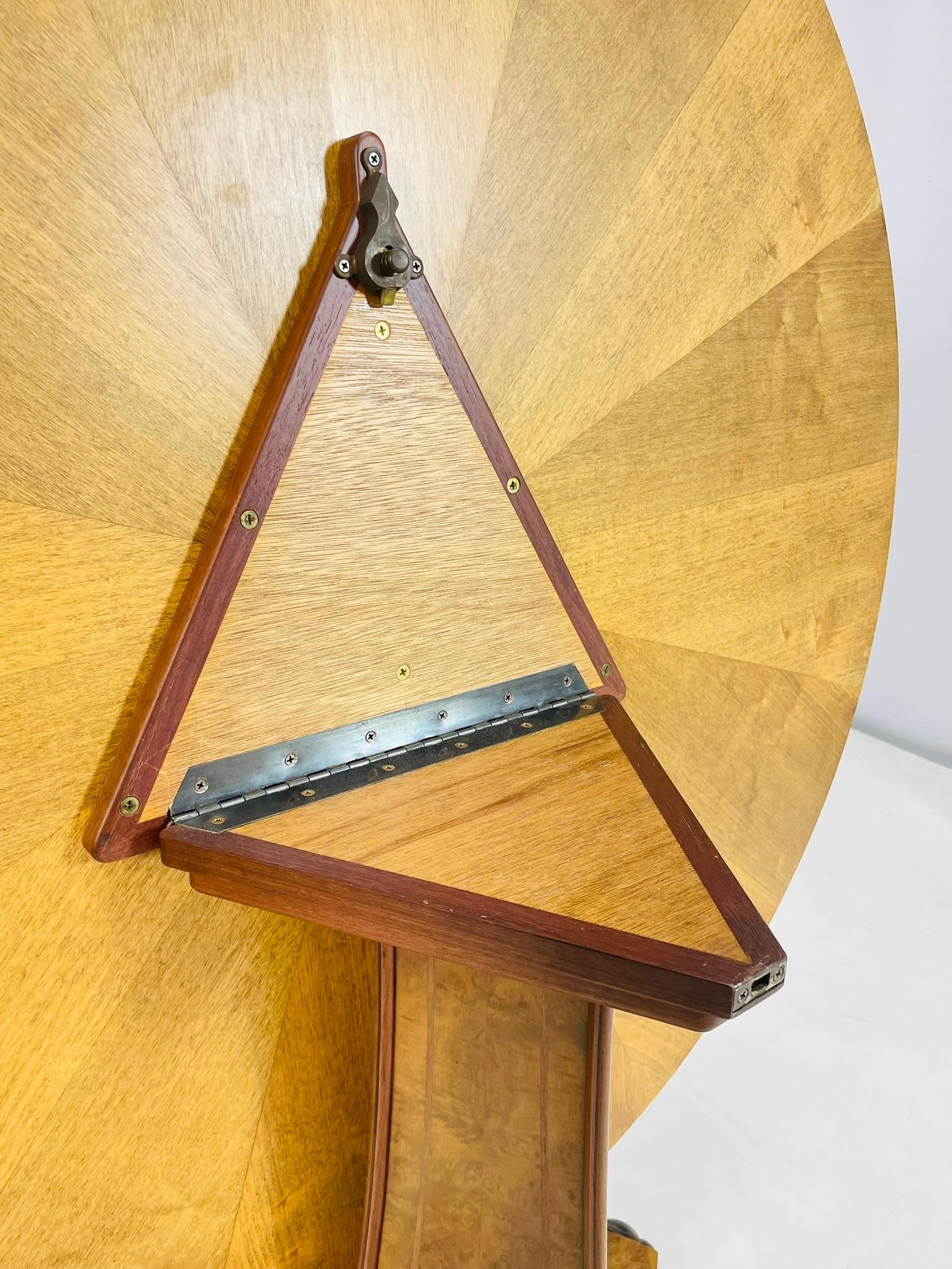 Burlwood & Bronze Center/Tilt Table Signed, CHXI-FW-1992 For Sale 10
