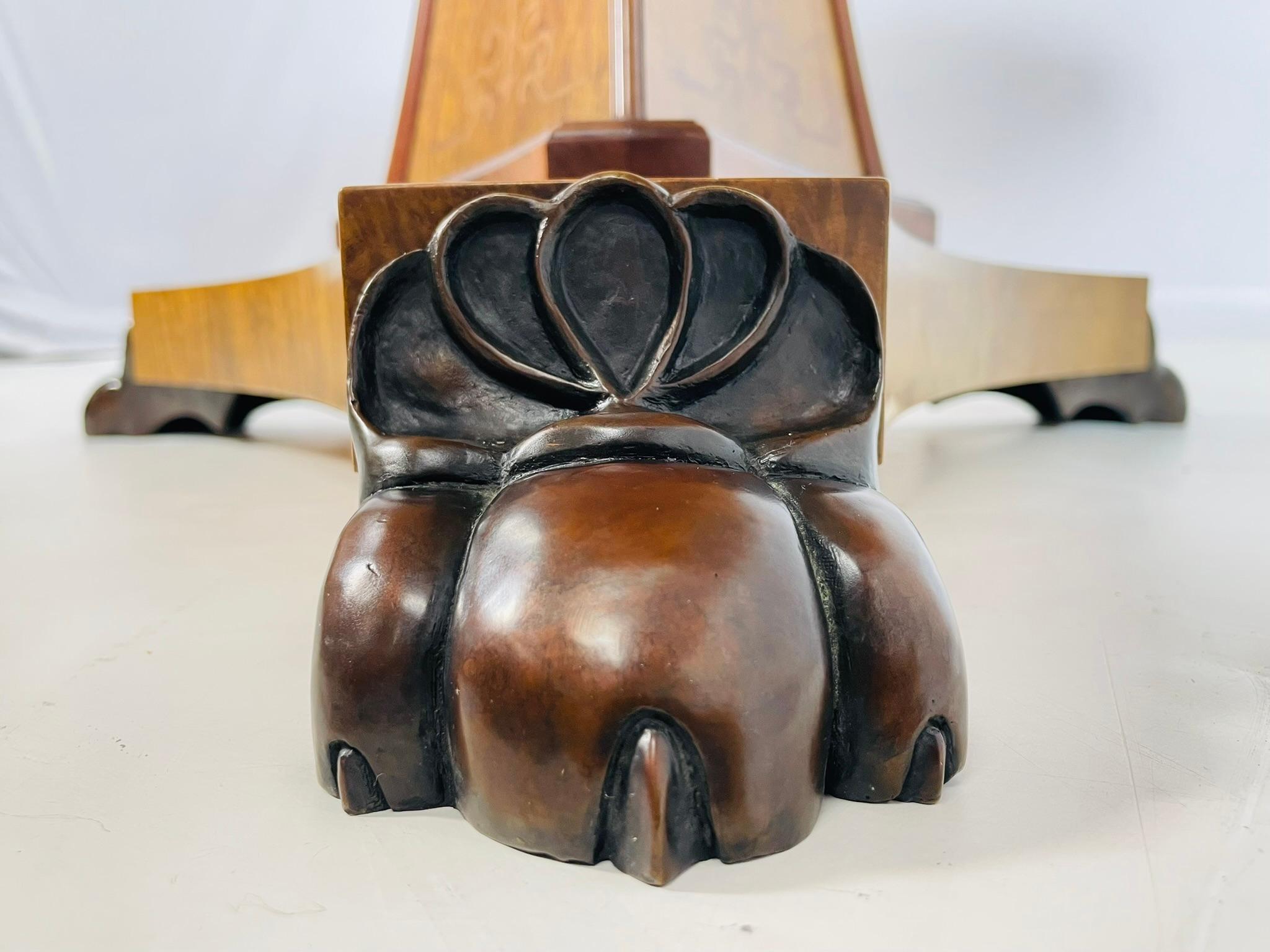 Burlwood & Bronze Center/Tilt Table Signed, CHXI-FW-1992 For Sale 11