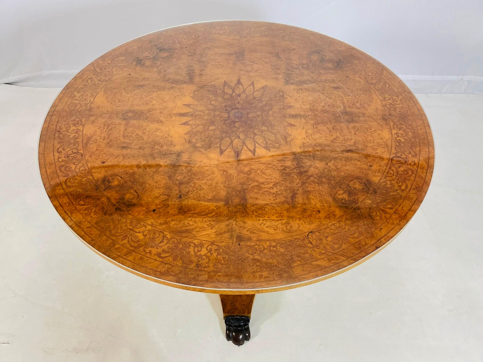 Hand-Crafted Burlwood & Bronze Center/Tilt Table Signed, CHXI-FW-1992 For Sale
