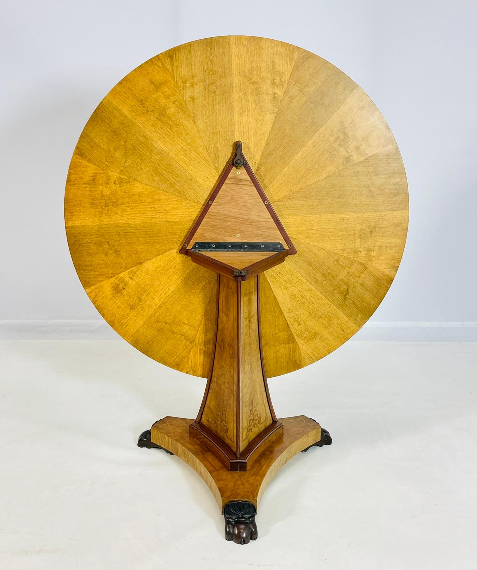 Burlwood & Bronze Center/Tilt Table Signed, CHXI-FW-1992 In Good Condition For Sale In Los Angeles, CA