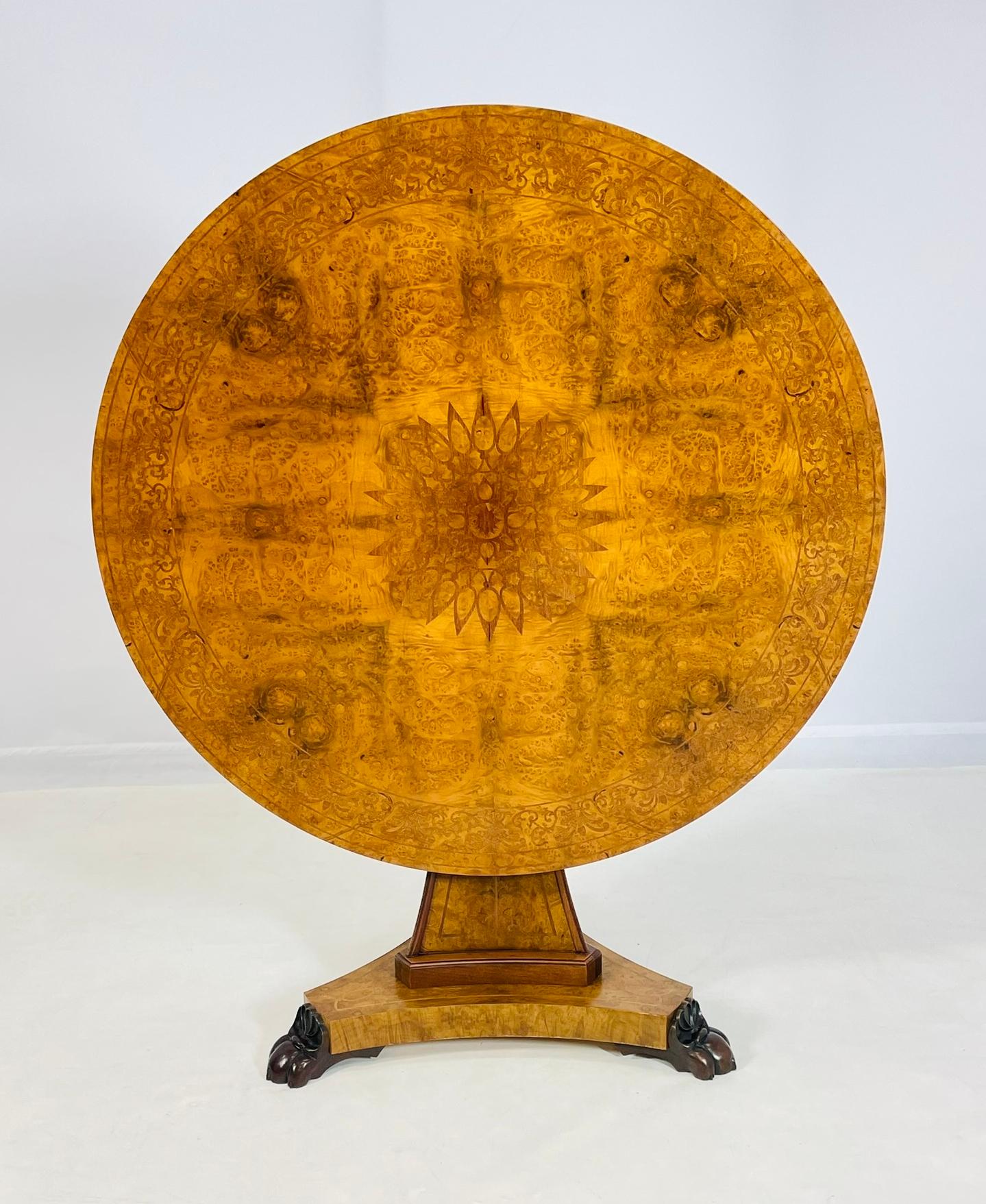 Late 20th Century Burlwood & Bronze Center/Tilt Table Signed, CHXI-FW-1992 For Sale