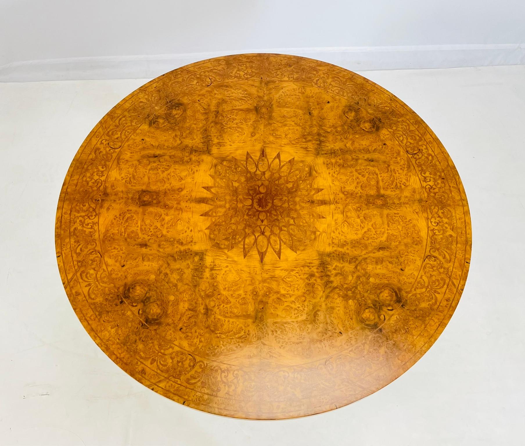 Burlwood & Bronze Center/Tilt Table Signed, CHXI-FW-1992 For Sale 1