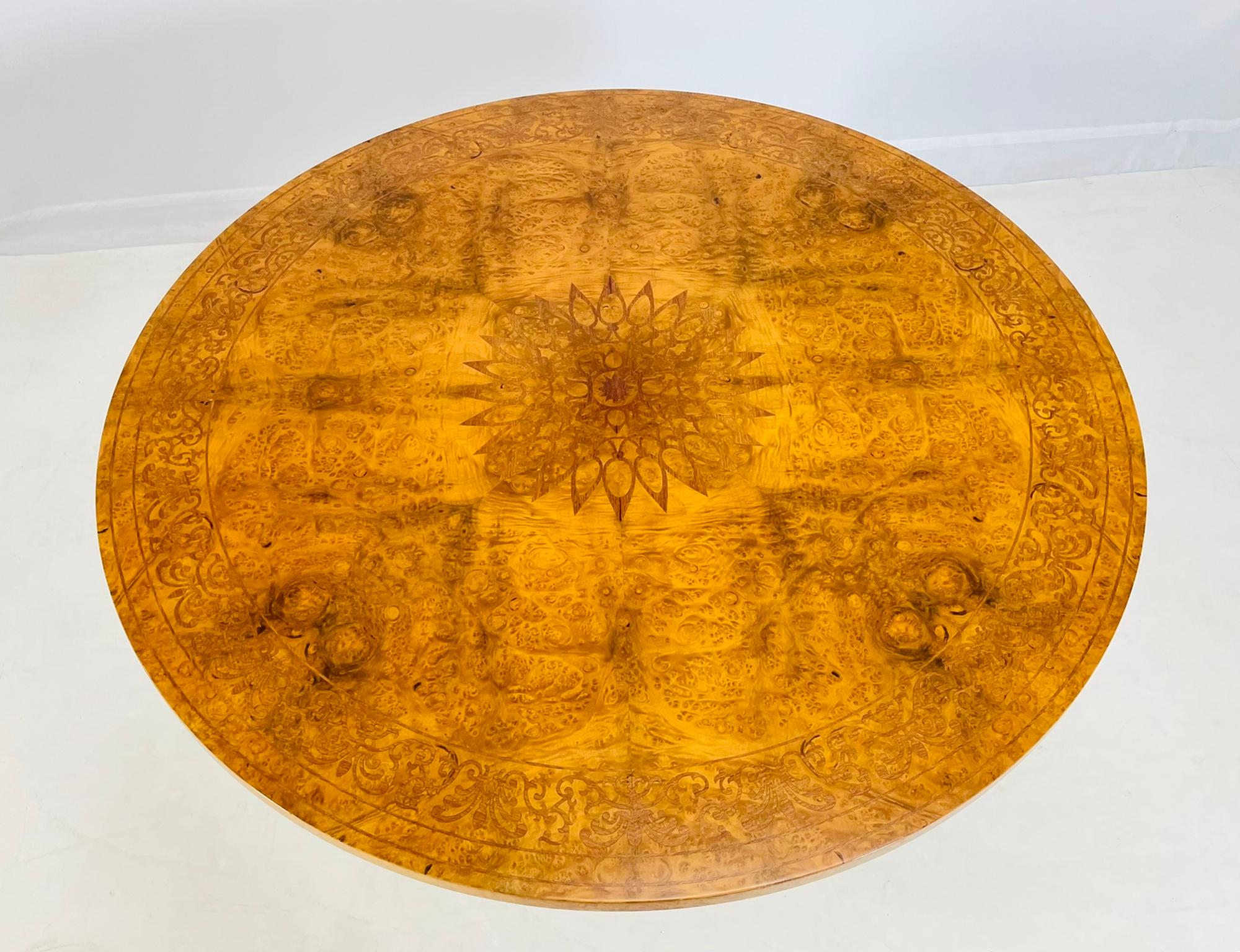 Burlwood & Bronze Center/Tilt Table Signed, CHXI-FW-1992 For Sale 2