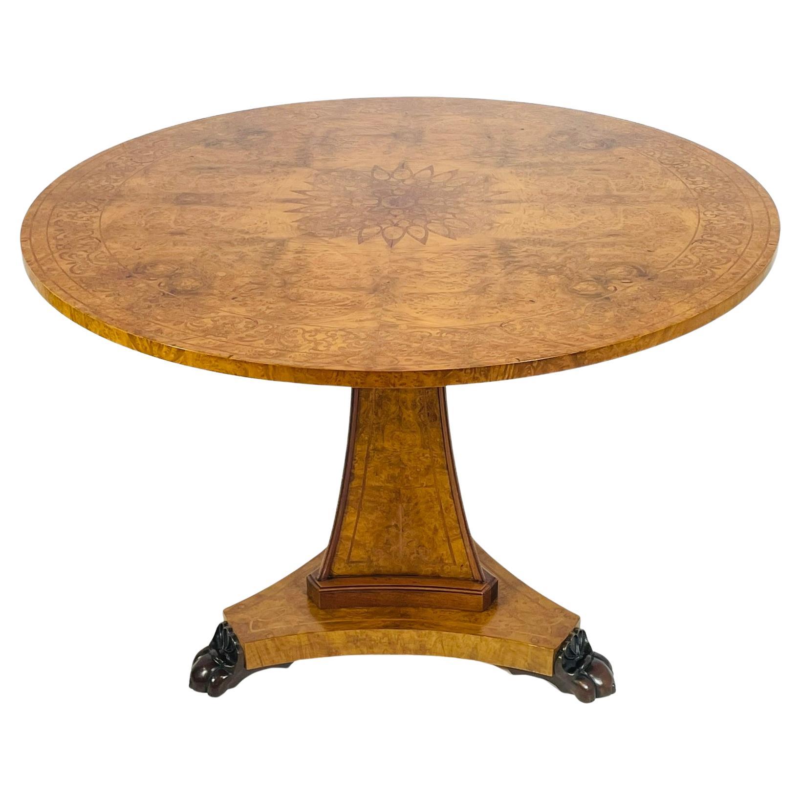 Burlwood & Bronze Center/Tilt Table Signed, CHXI-FW-1992 For Sale