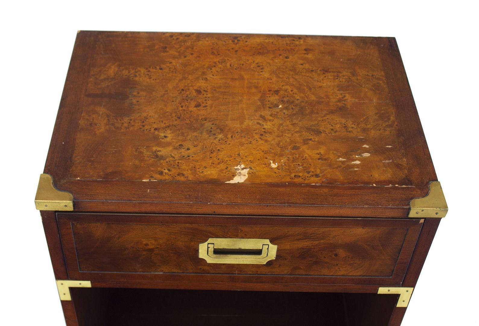 Burlwood Campaign Nightstand by Hekman In Fair Condition In Grand Rapids, MI