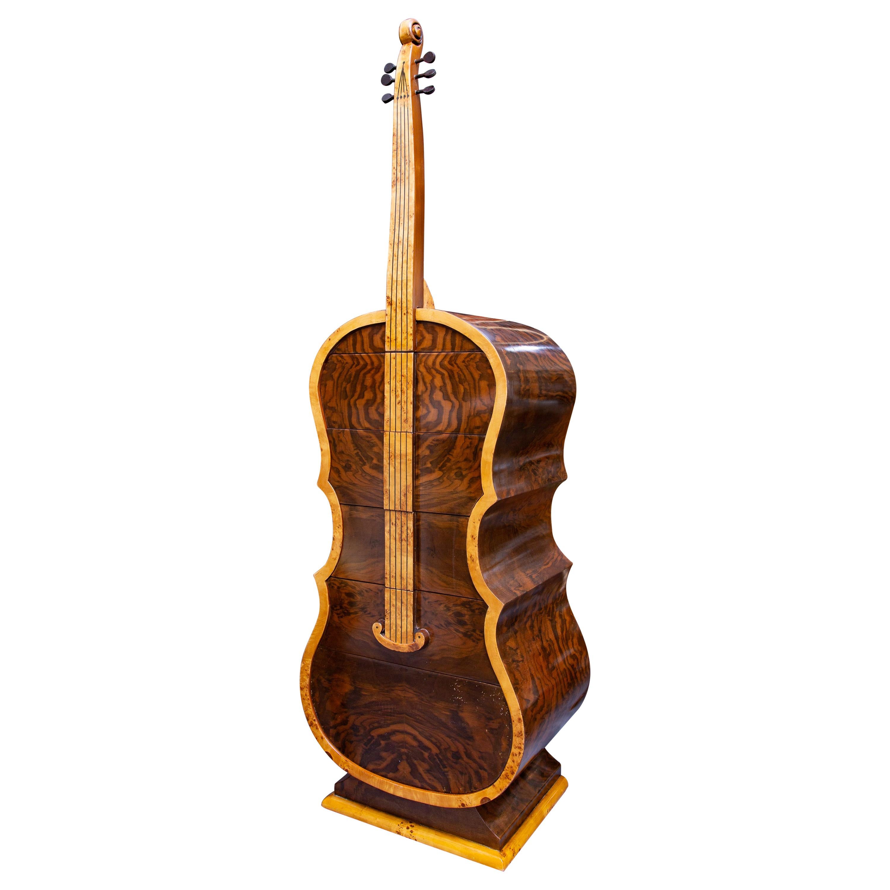 Burlwood Cello-Form Cabinet For Sale
