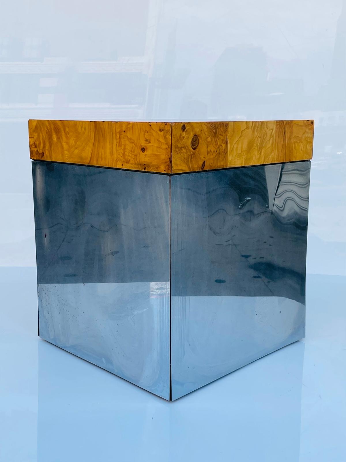 Mid-Century Modern Burlwood & Chrome Table by Milo Baughman, Thayer Coggin