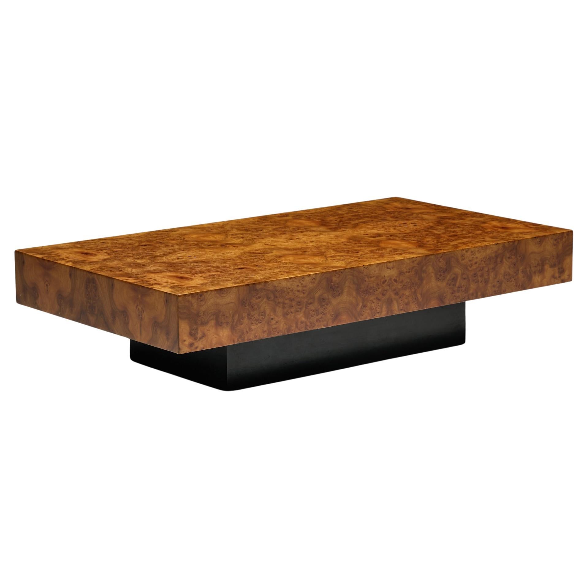Burlwood Coffee Table in the Style of Willy Rizzo, Italy, 1970s For Sale