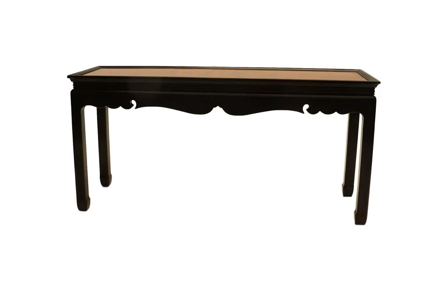 Burlwood Console Table Asian Oriental In Good Condition In Baltimore, MD