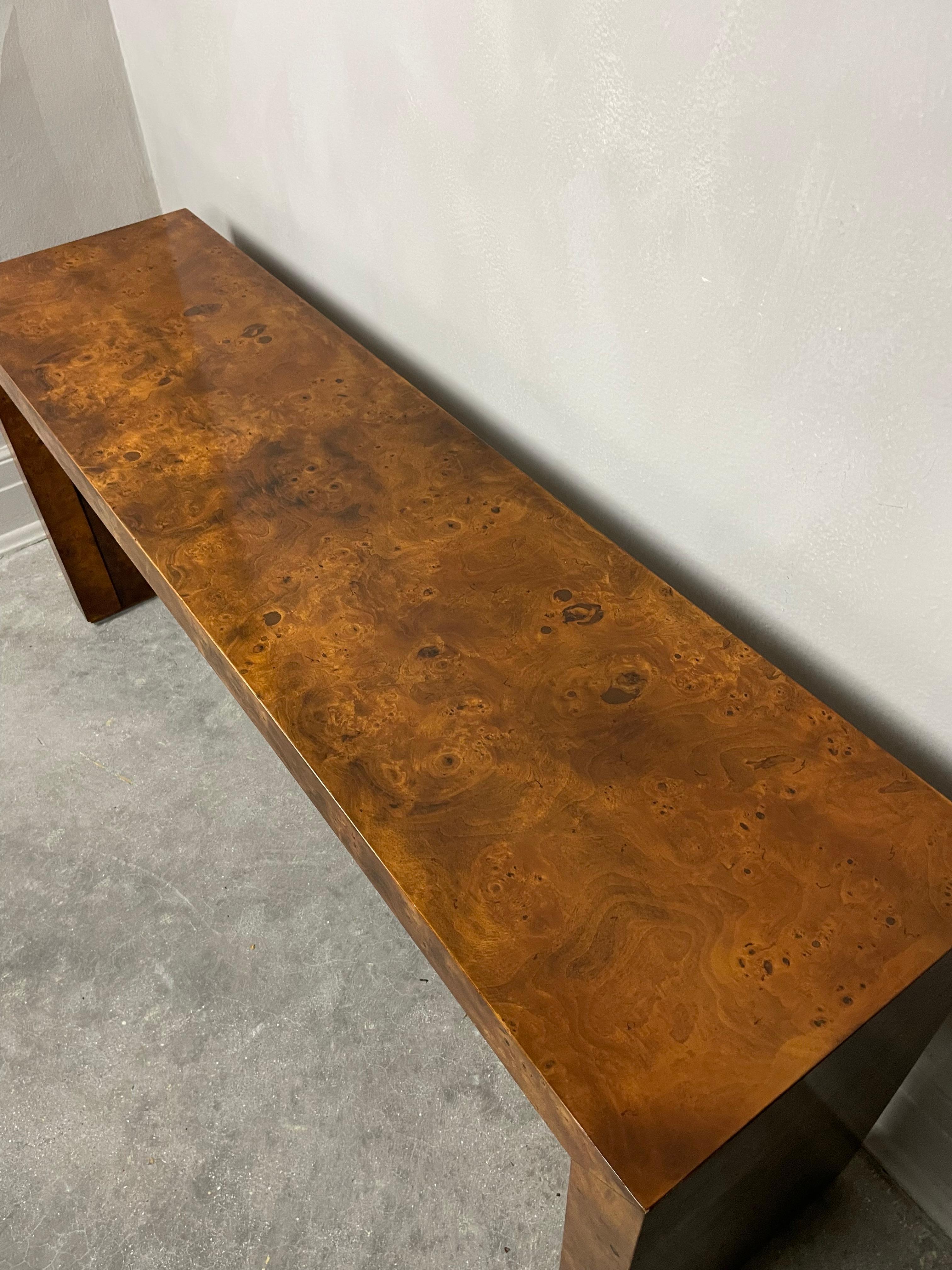 Burlwood Console Table Attributed to Milo Baughman 3