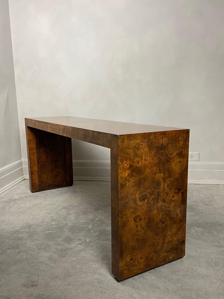 Burlwood Console Table Attributed to Milo Baughman For Sale at 1stDibs