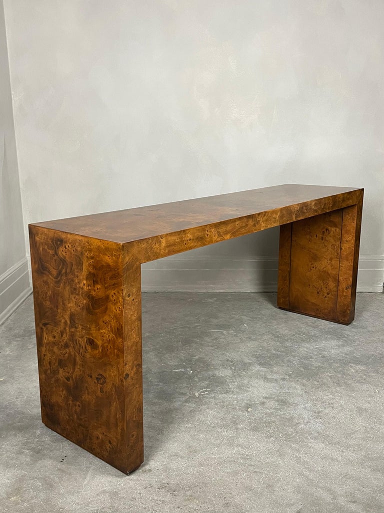 Burlwood Console Table Attributed to Milo Baughman For Sale at 1stDibs