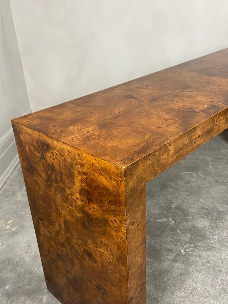 Burlwood Console Table Attributed to Milo Baughman For Sale at 1stDibs
