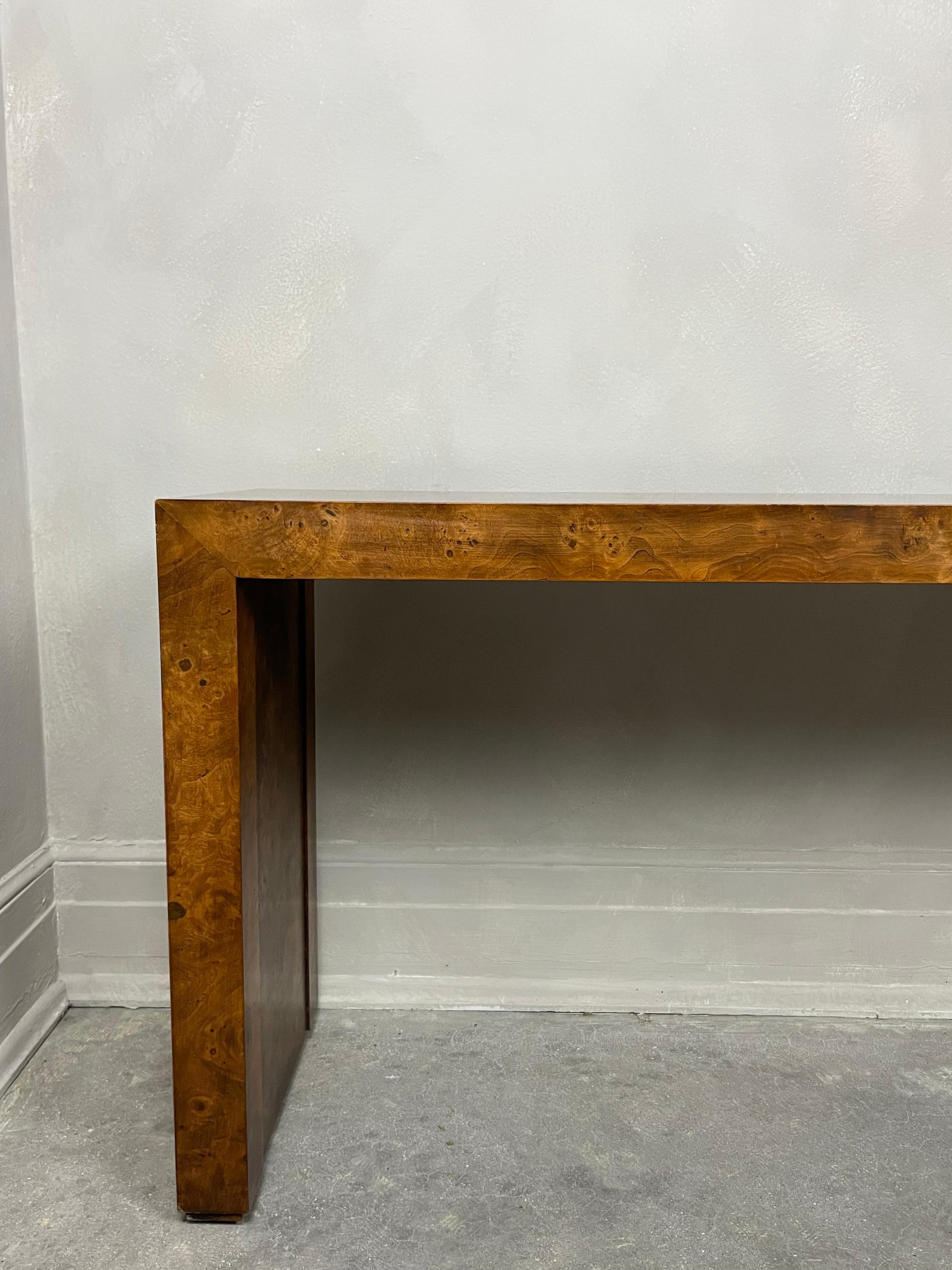 Burlwood Console Table Attributed to Milo Baughman 1