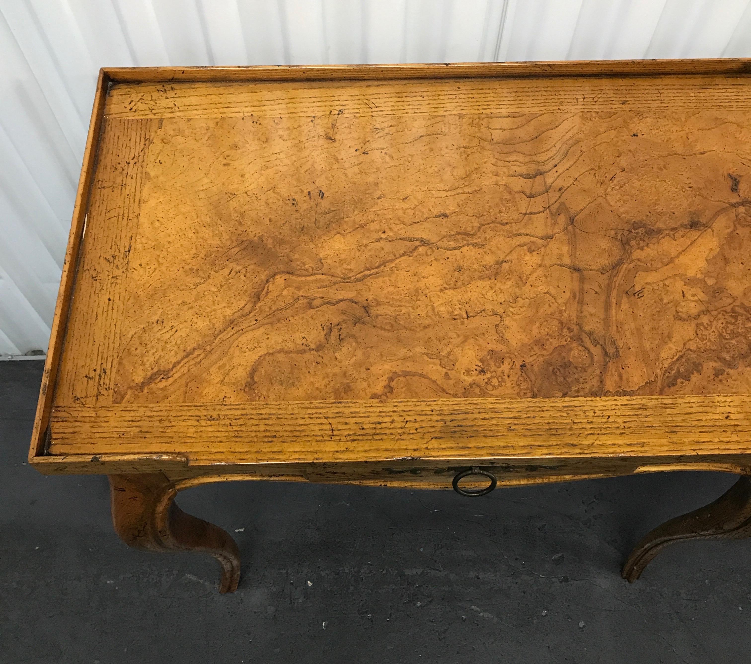 Burlwood Country French Console by Baker Furniture Company In Good Condition In West Palm Beach, FL