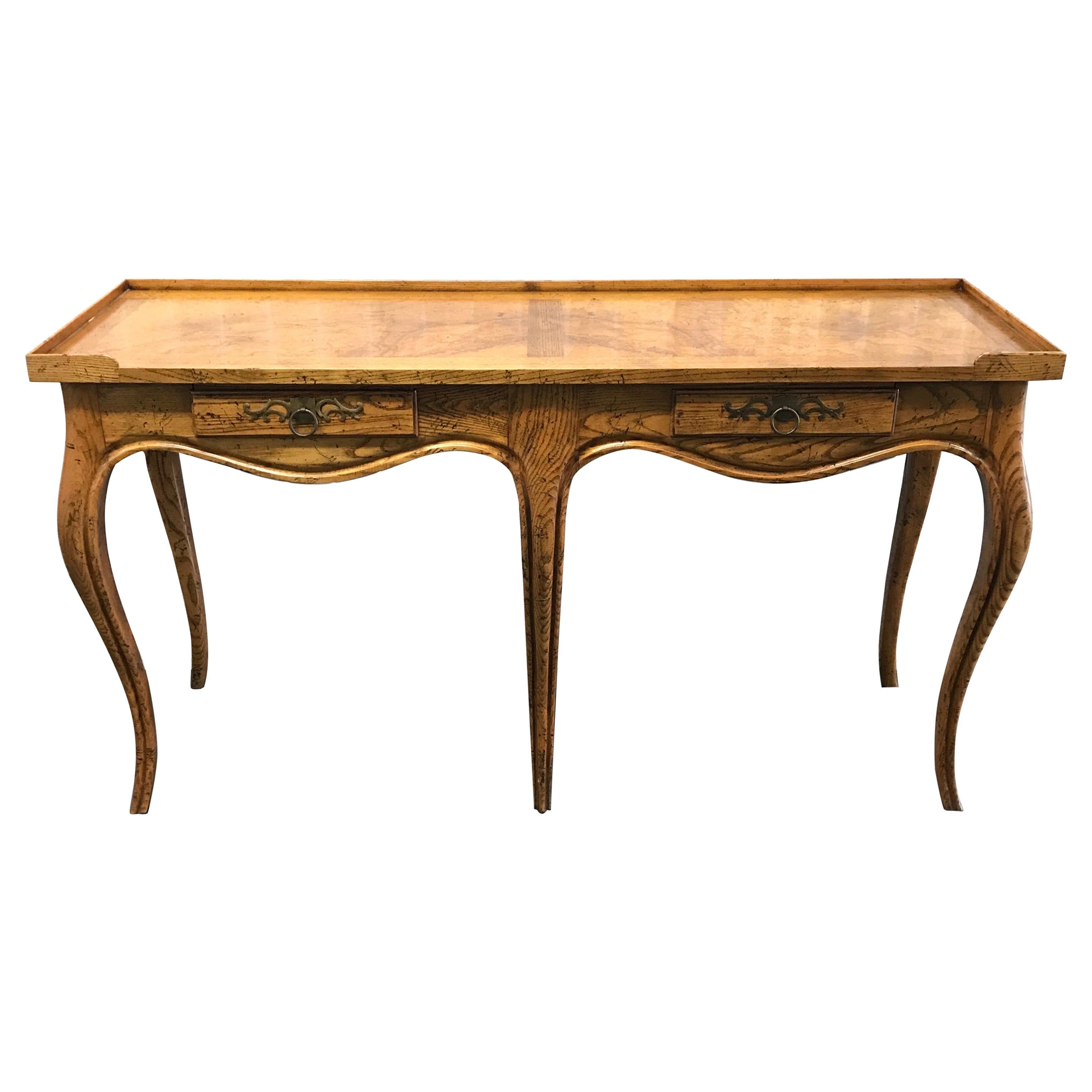 Burlwood Country French Console by Baker Furniture Company