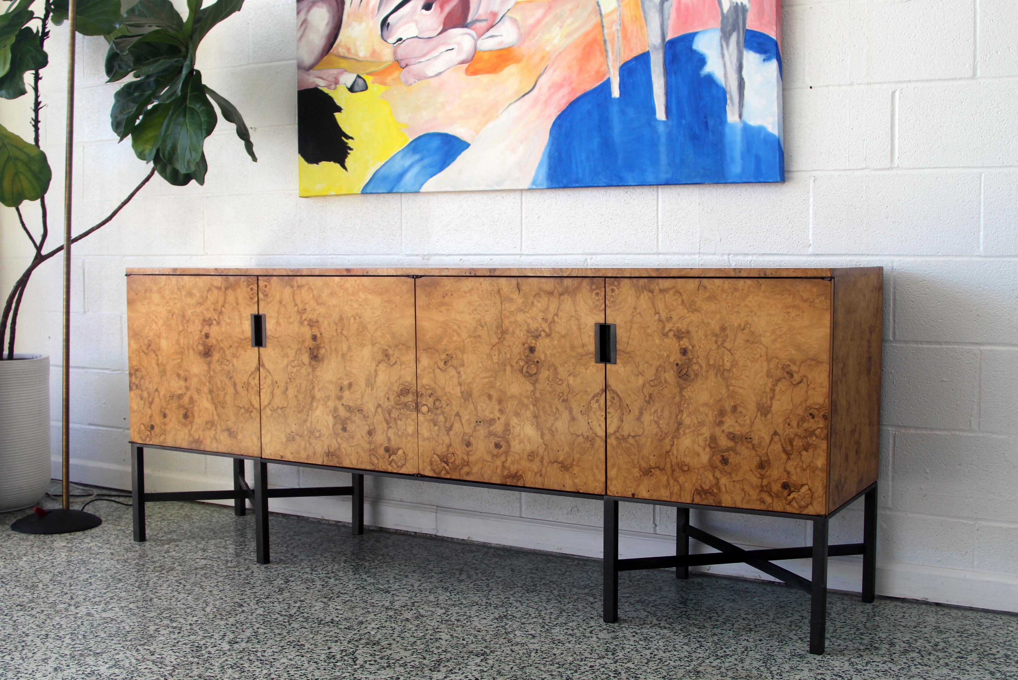 Mid-Century Modern Burlwood Credenza by Roger Sprunger for Dunbar For Sale