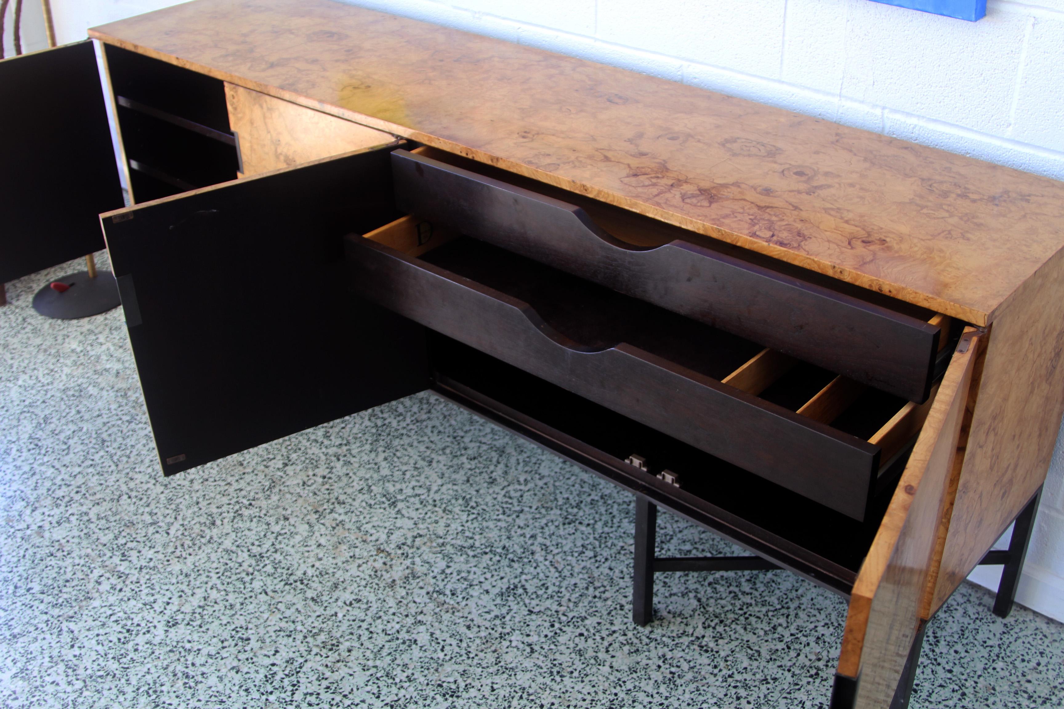 Wood Burlwood Credenza by Roger Sprunger for Dunbar For Sale