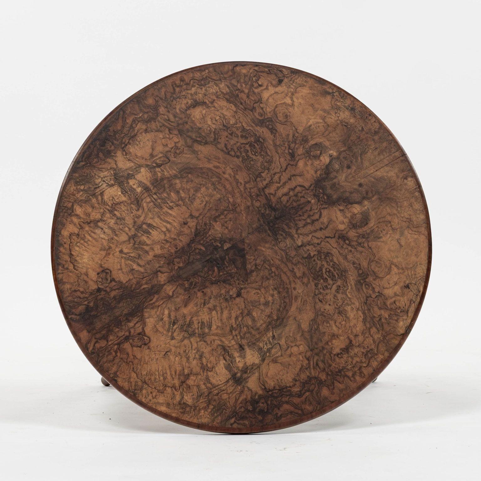 Burlwood Cricket Table upon Barleytwist Legs For Sale 2