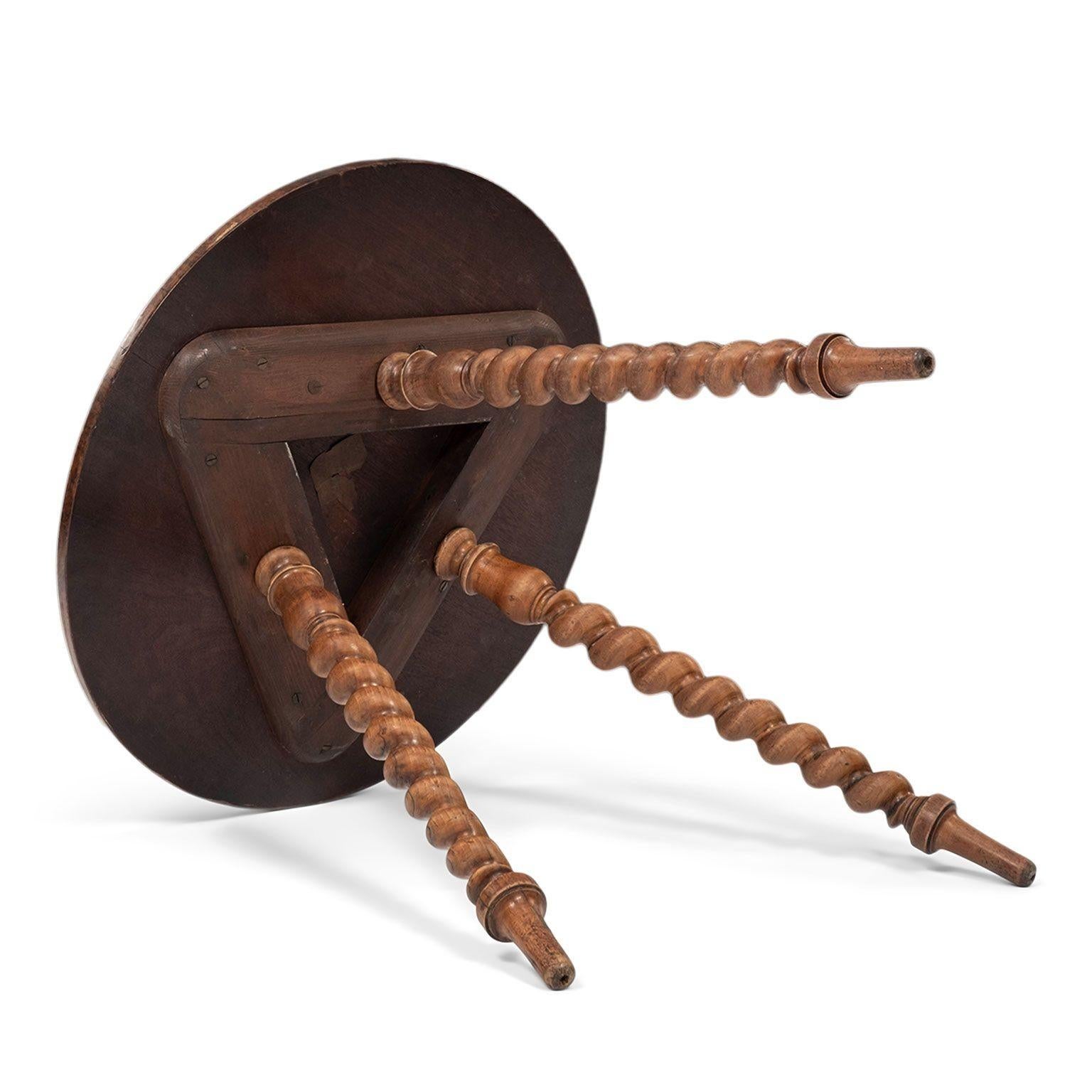 Burlwood Cricket Table upon Barleytwist Legs For Sale 3