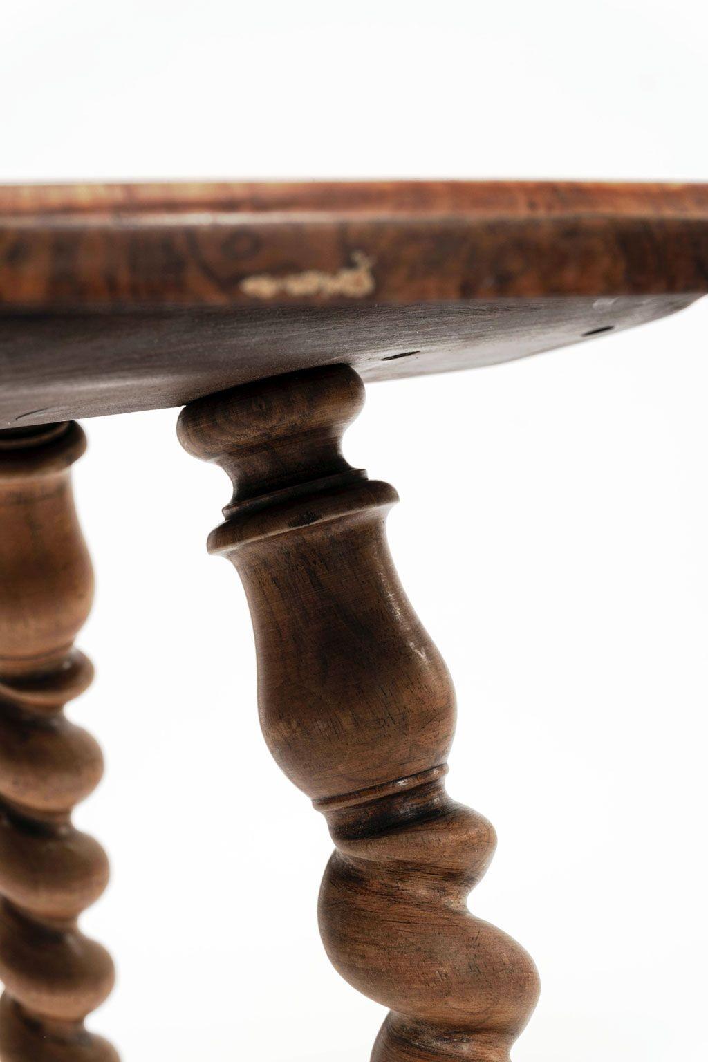 19th Century Burlwood Cricket Table upon Barleytwist Legs For Sale