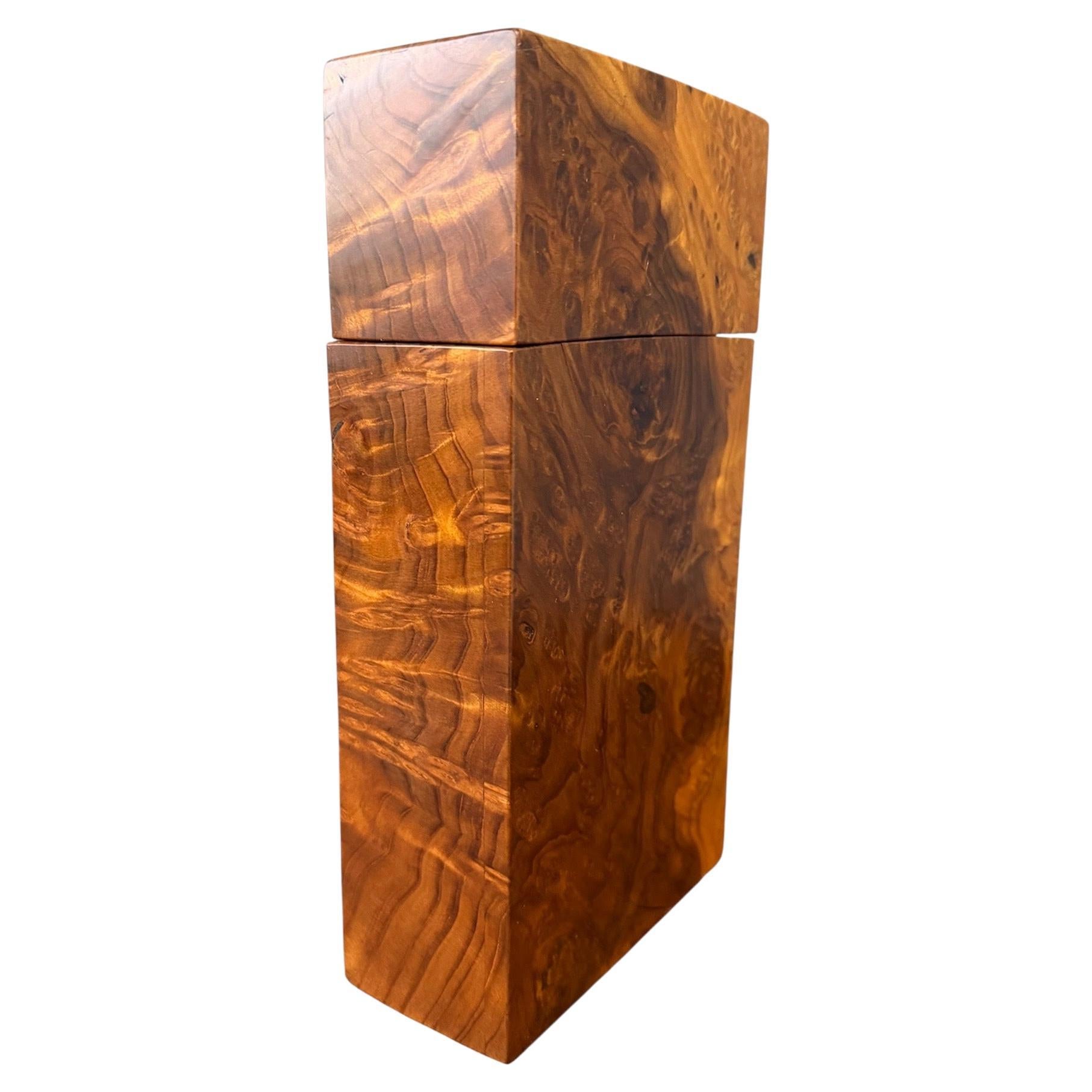 Burlwood Caja decorativa Mid Century Artista Firmado Smith 1986