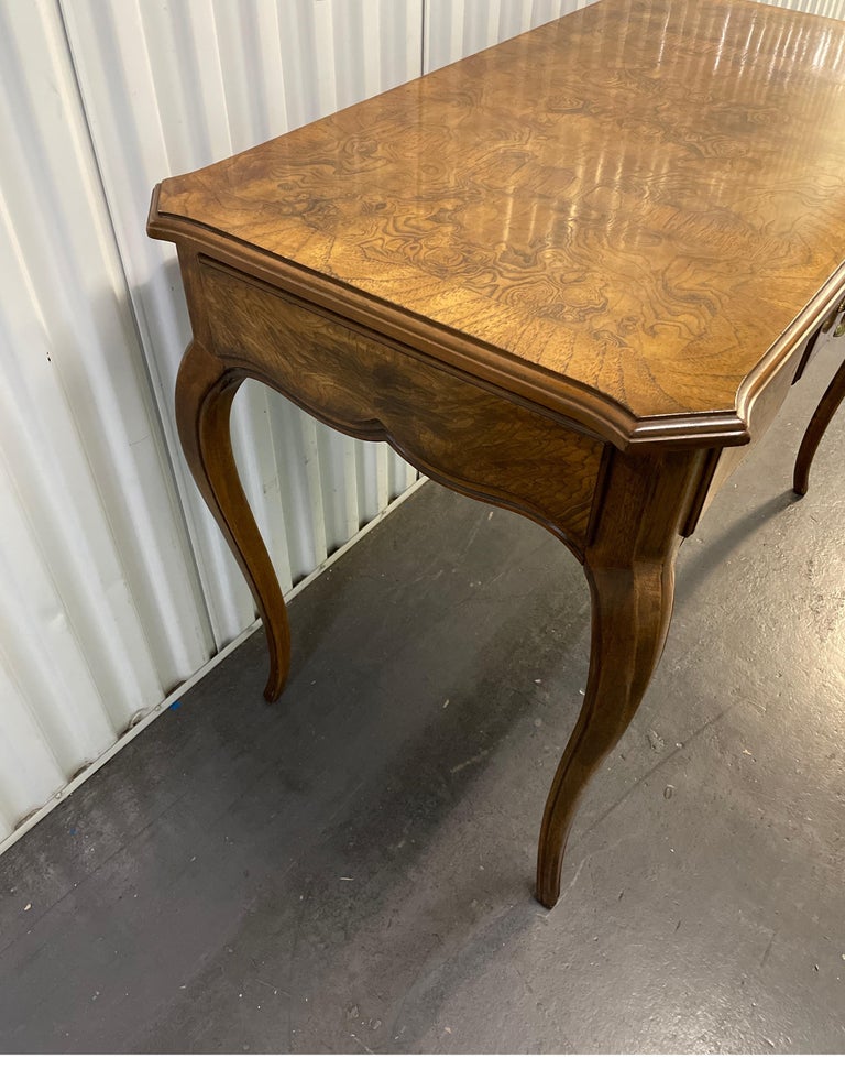 Burlwood Desk with Cabriole Legs In Good Condition In West Palm Beach, FL