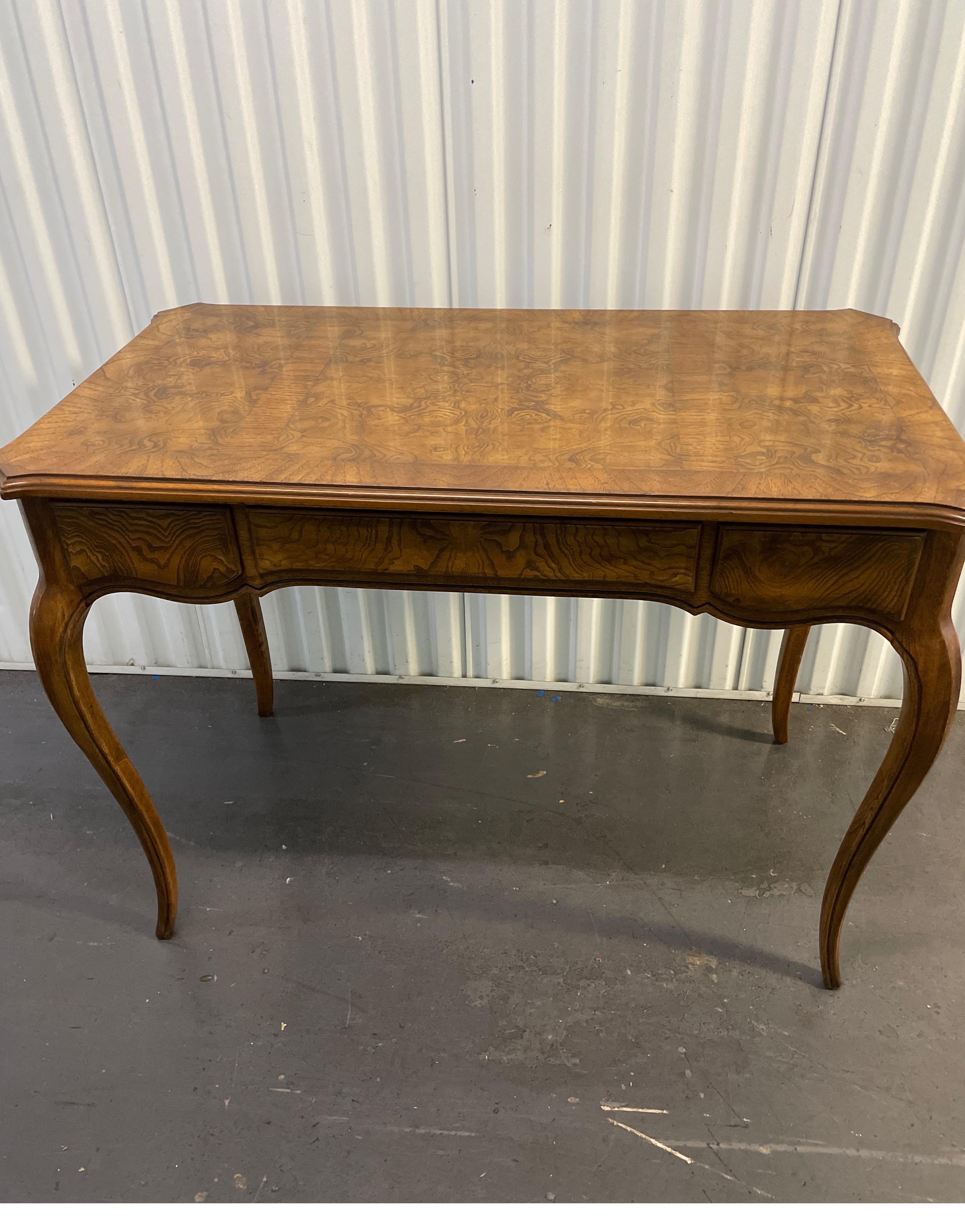 20th Century Burlwood Desk with Cabriole Legs